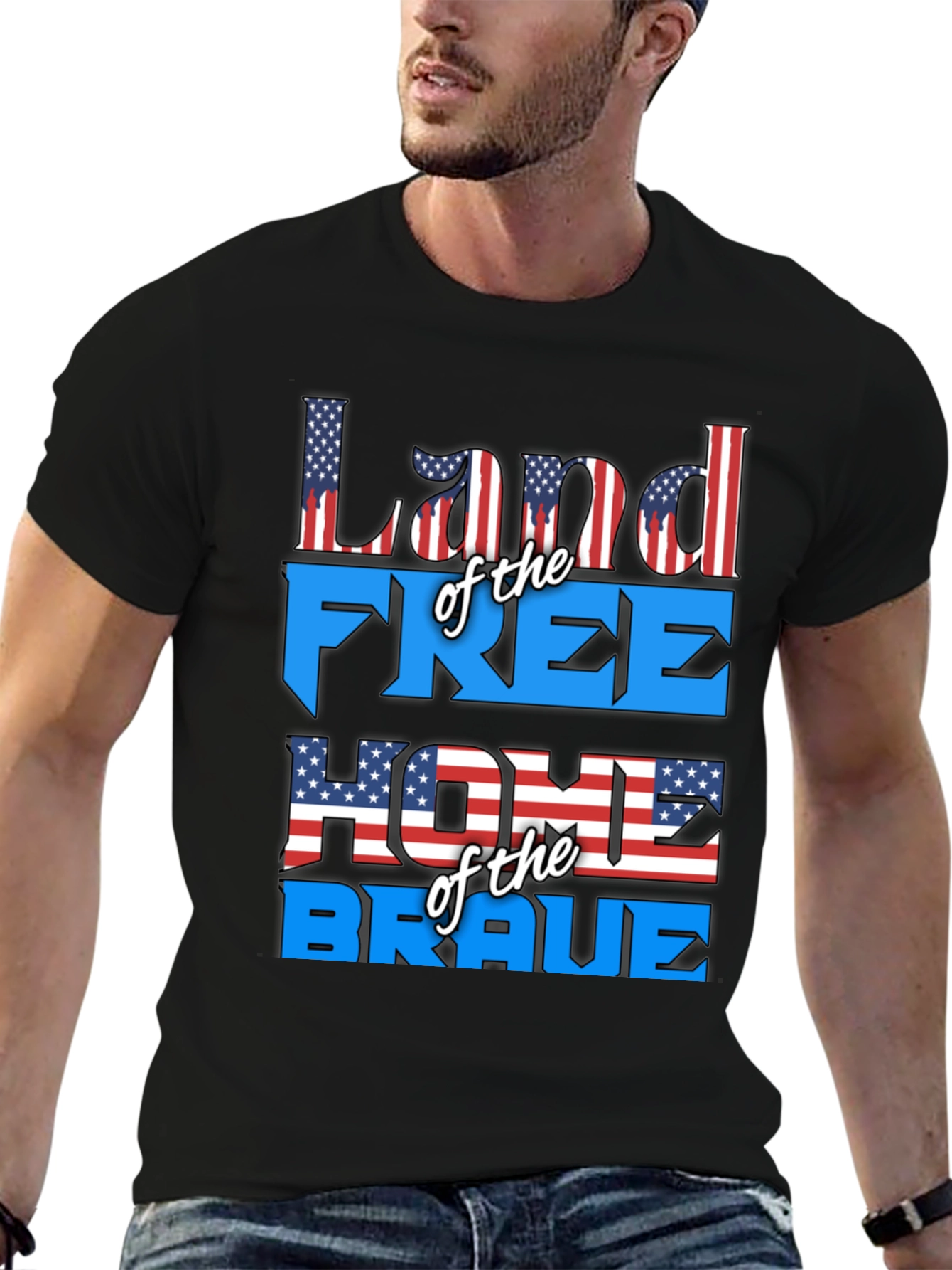 Patriotic Land of the Free Graphic T-Shirt
