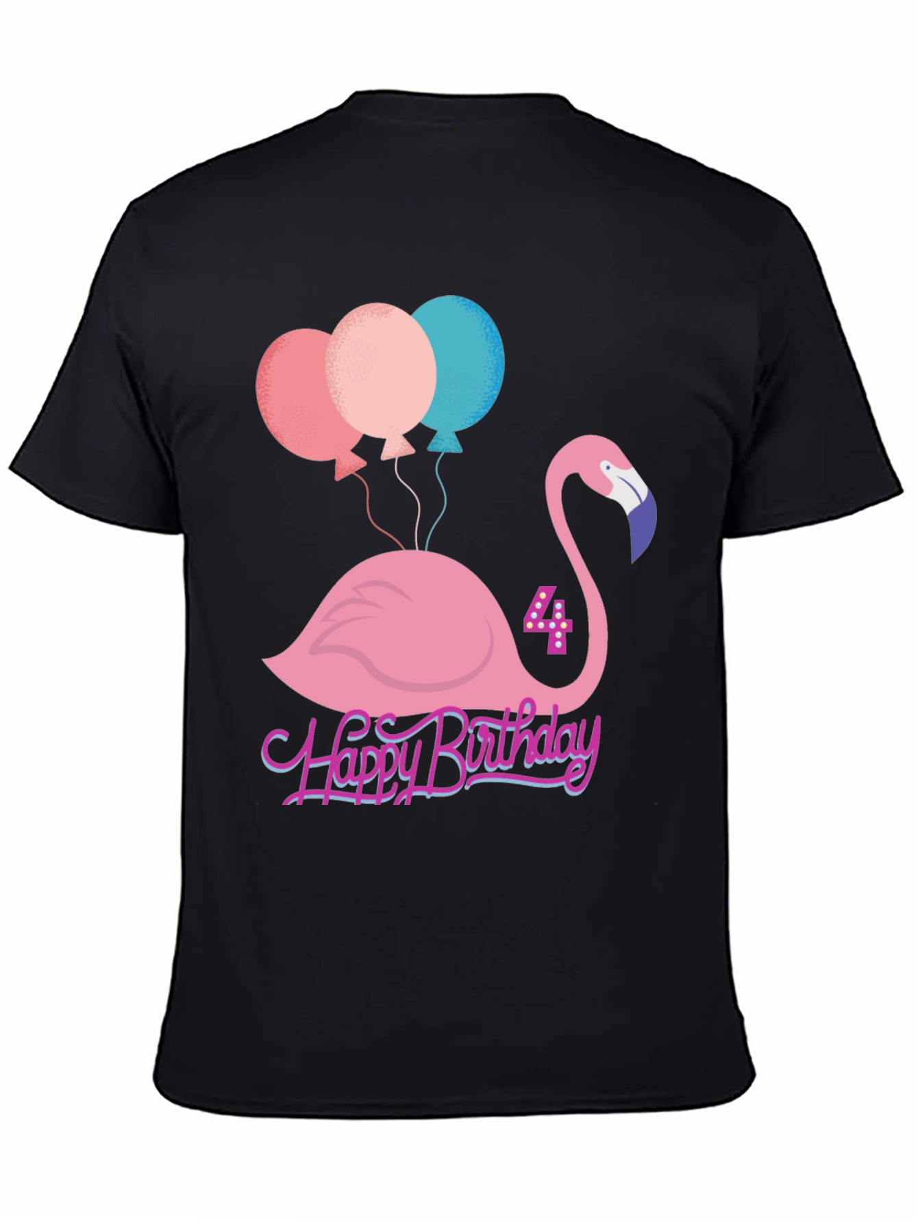 Cute Flamingo 4th Birthday T-Shirt
