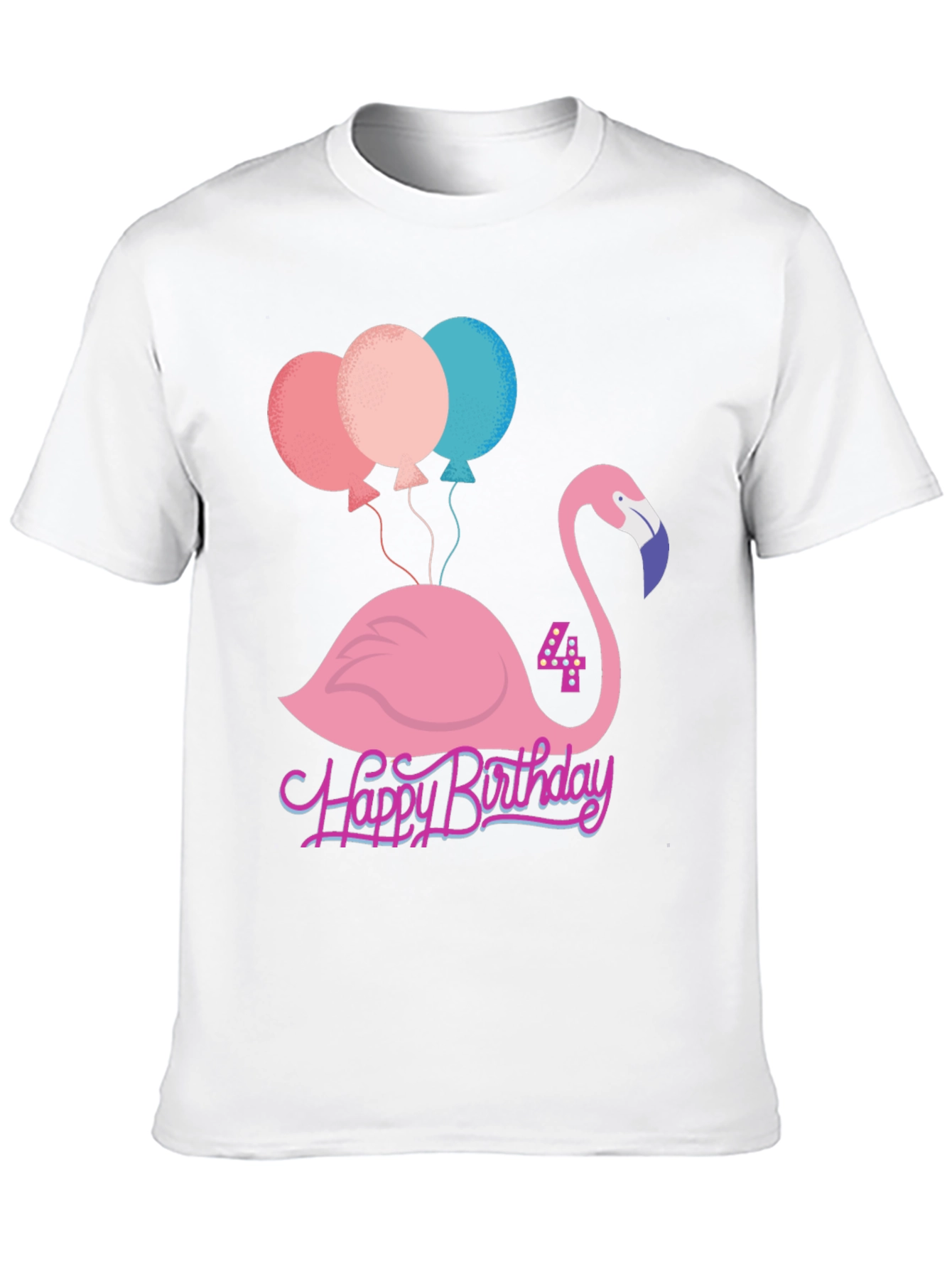 Cute Flamingo 4th Birthday T-Shirt