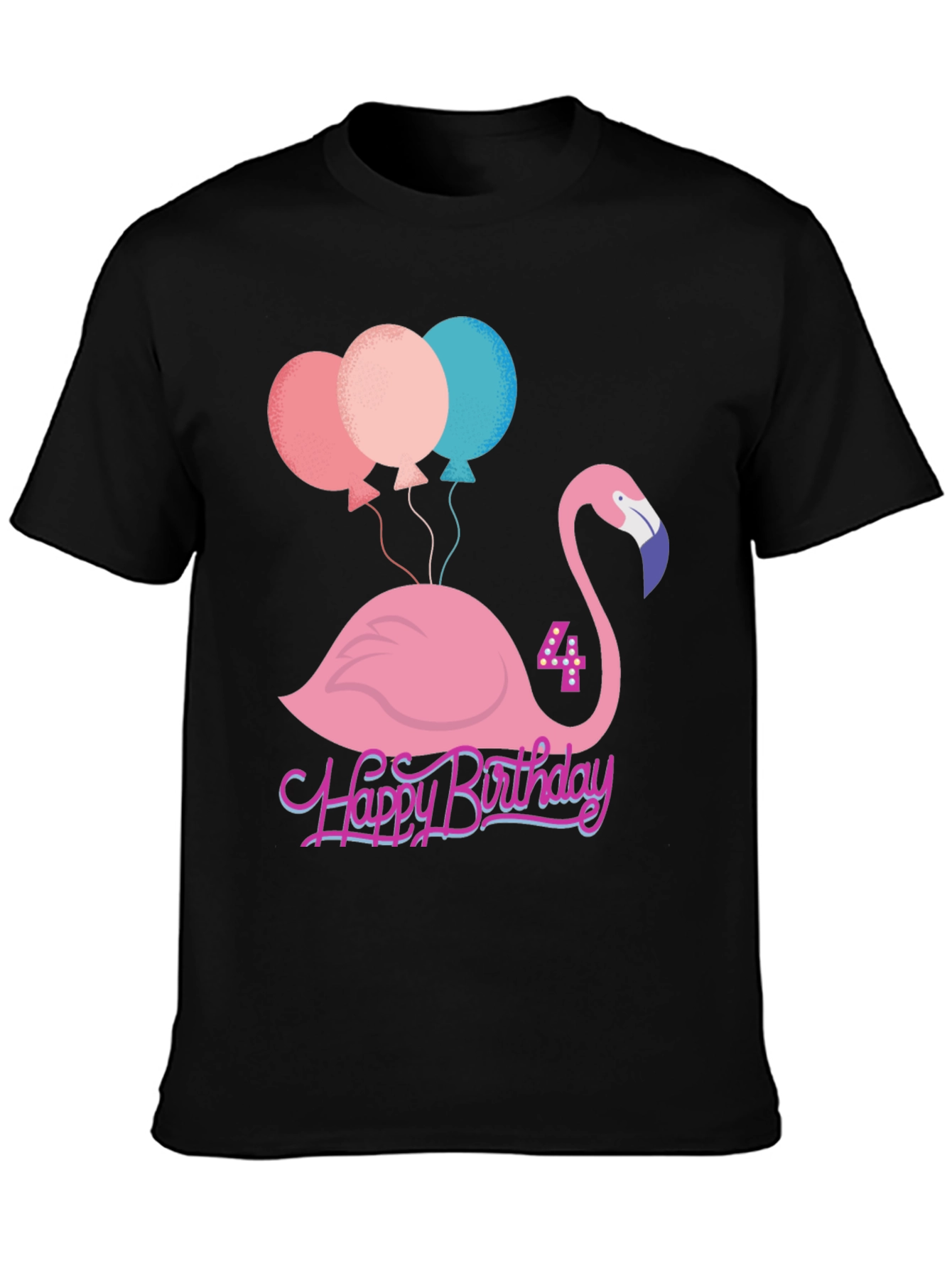 Cute Flamingo 4th Birthday T-Shirt