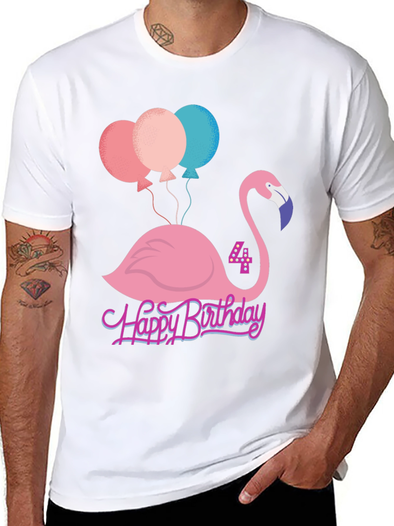 Cute Flamingo 4th Birthday T-Shirt