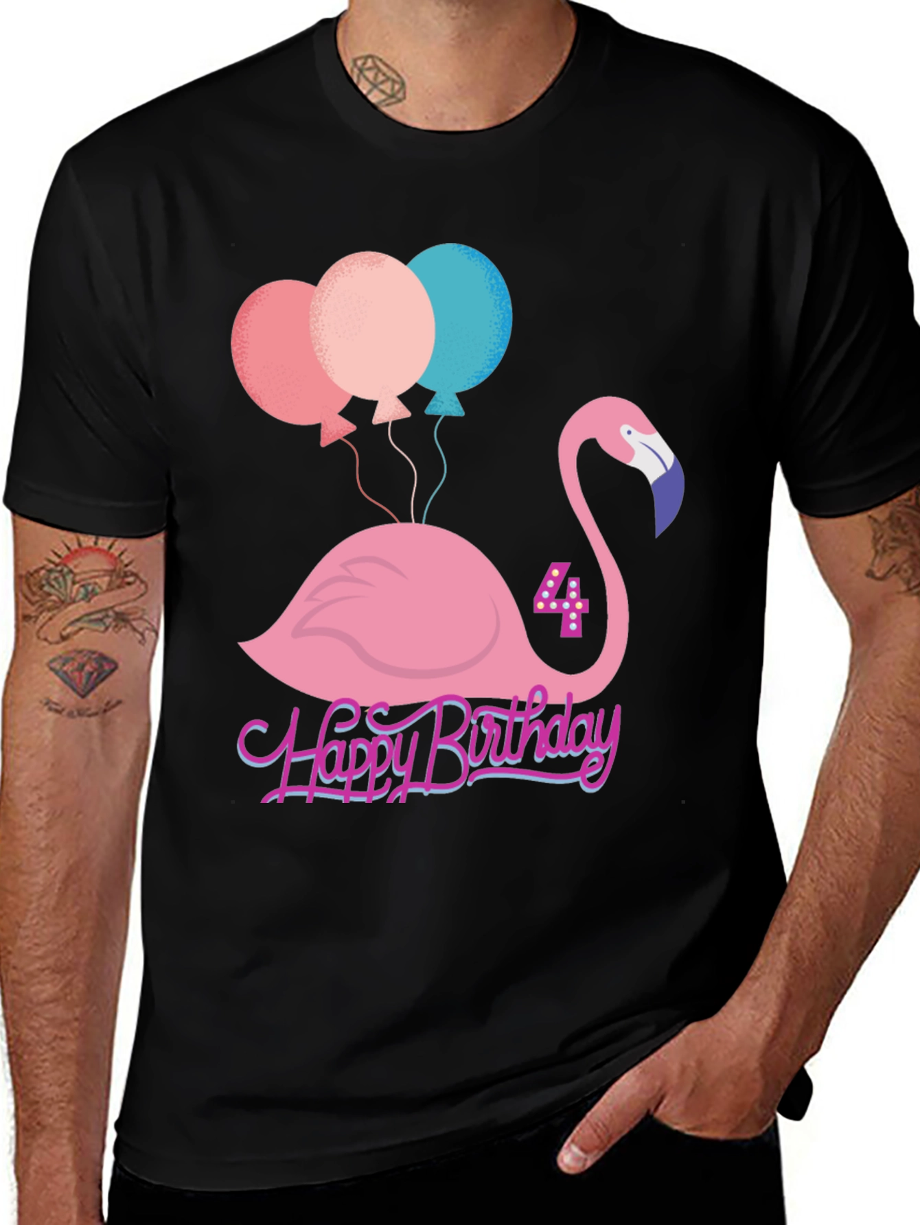 Cute Flamingo 4th Birthday T-Shirt