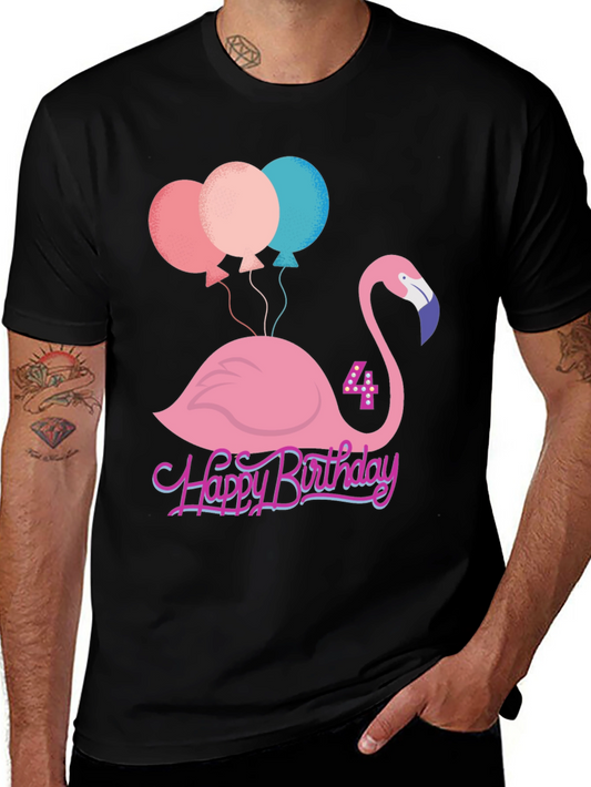 Cute Flamingo 4th Birthday T-Shirt