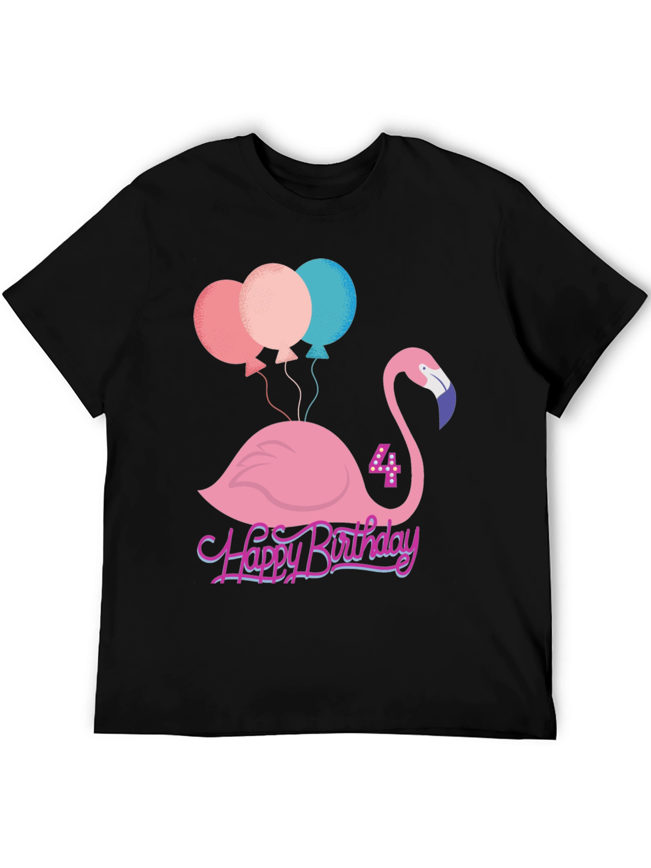 Cute Flamingo 4th Birthday T-Shirt