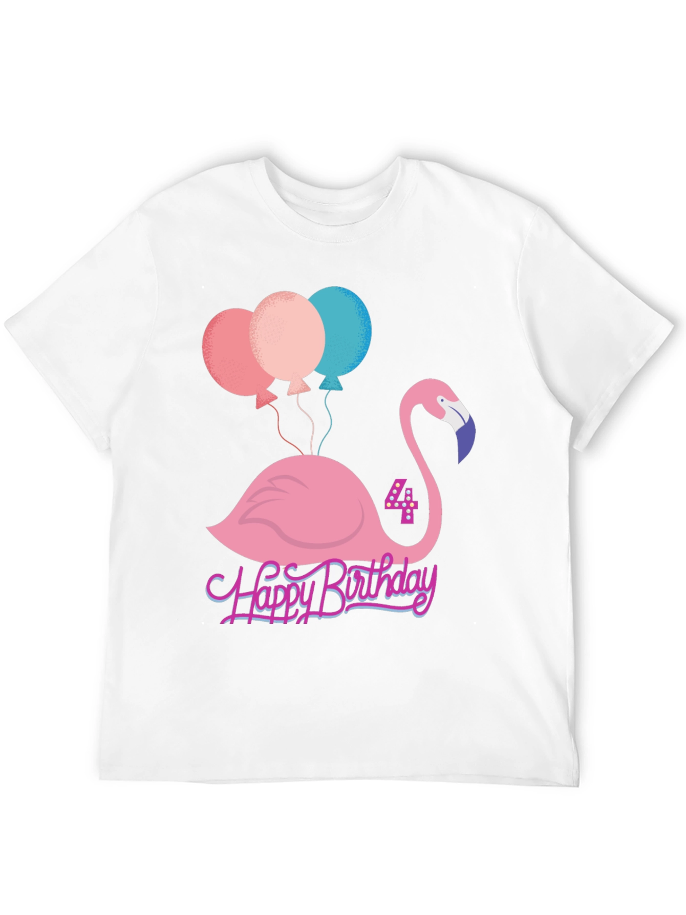 Cute Flamingo 4th Birthday T-Shirt