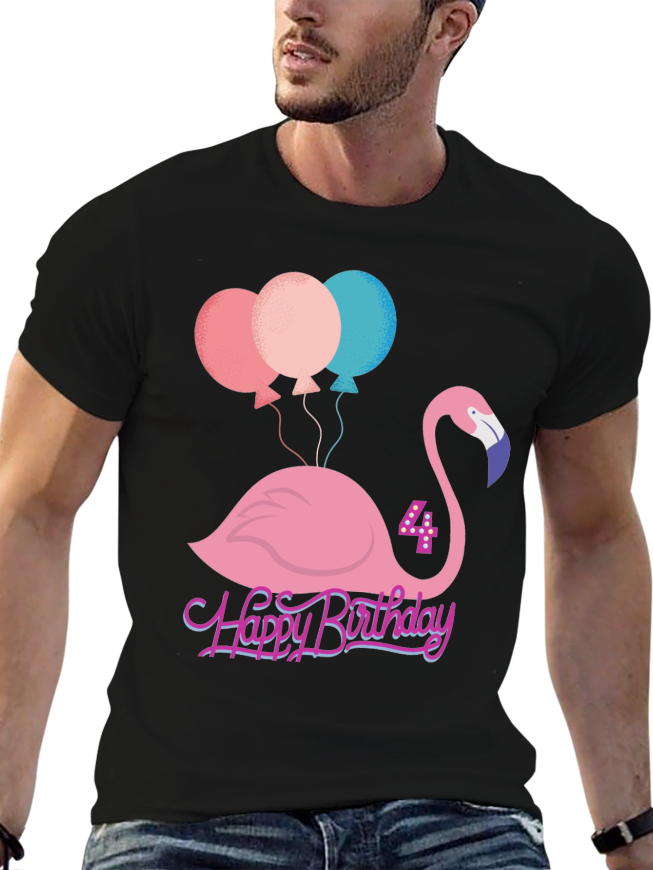 Cute Flamingo 4th Birthday T-Shirt