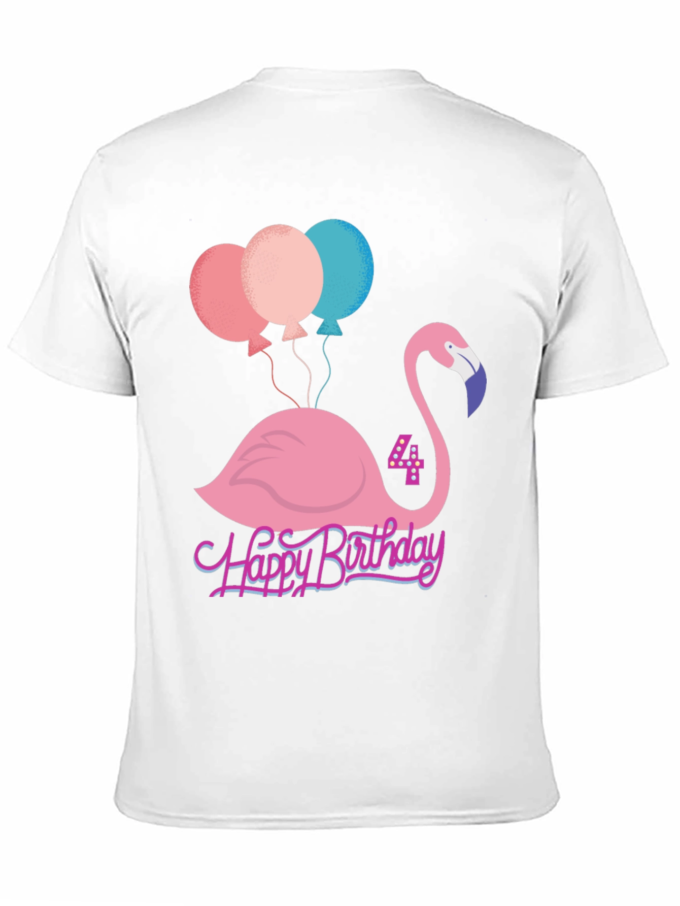Cute Flamingo 4th Birthday T-Shirt