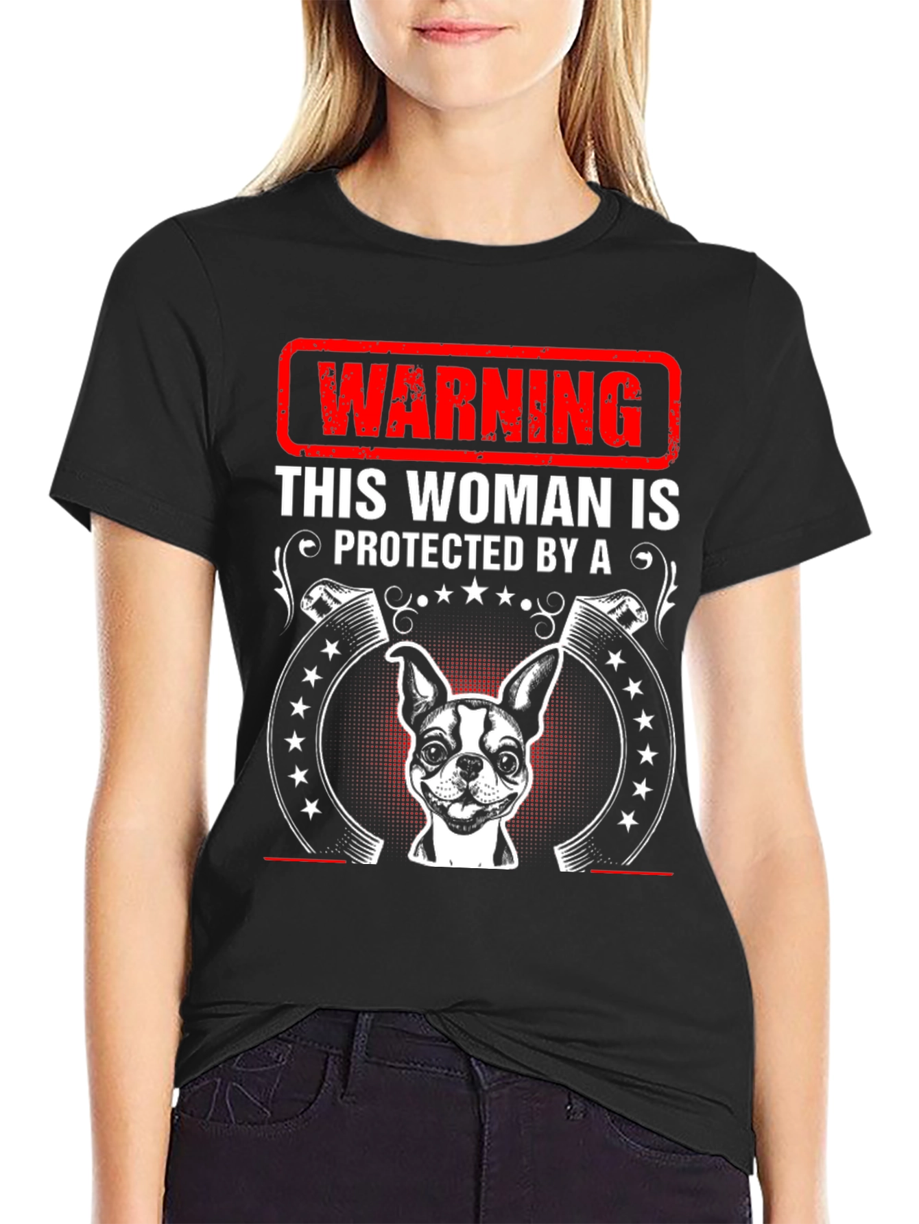 Warning: Protected by Dog T-Shirt