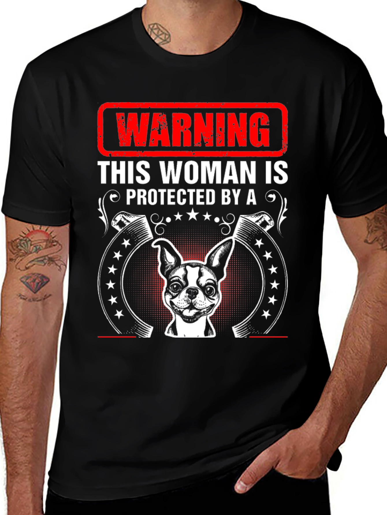 Warning: Protected by Dog T-Shirt
