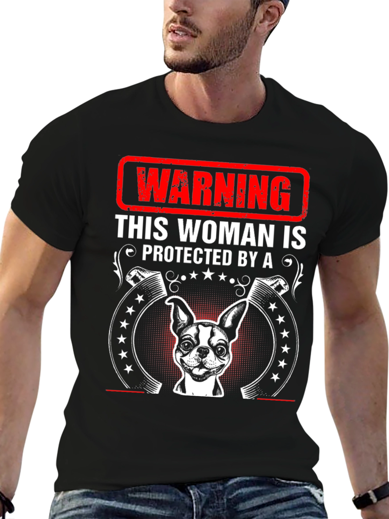 Warning: Protected by Dog T-Shirt