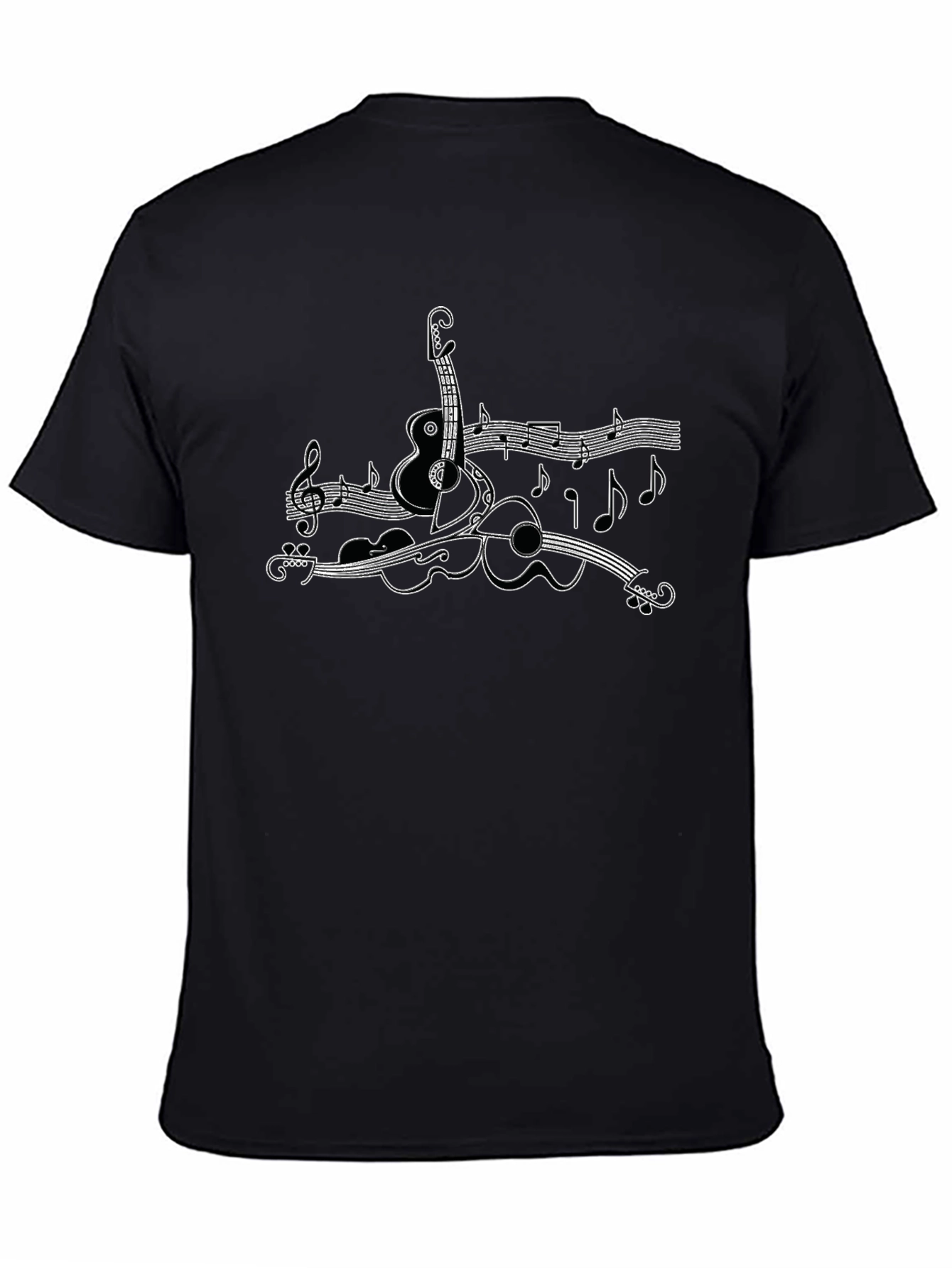 Musical Instruments Graphic Tee - Black Cotton Shirt