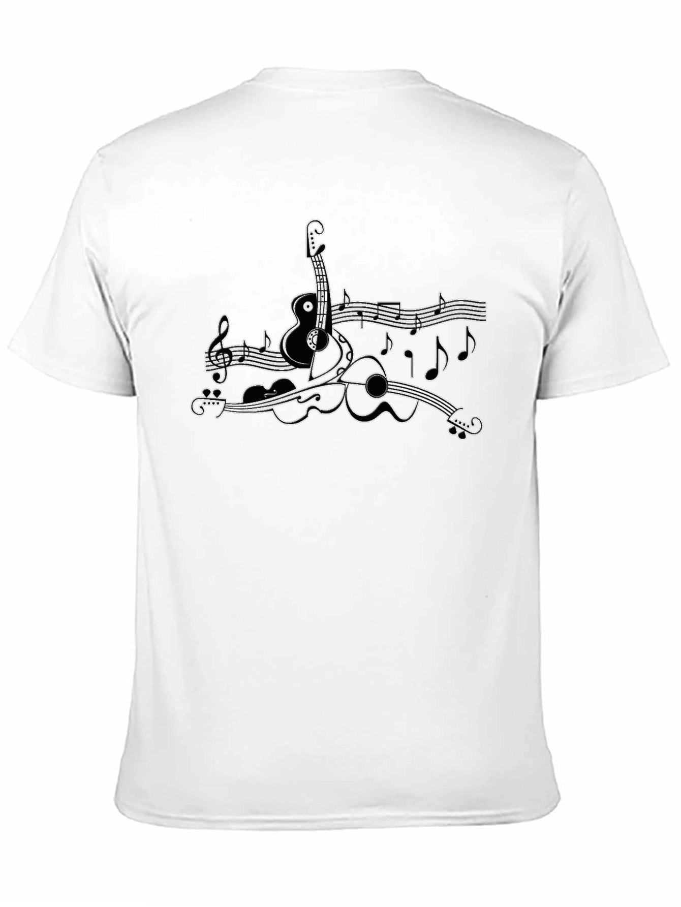 Musical Instruments Graphic Tee - Black Cotton Shirt