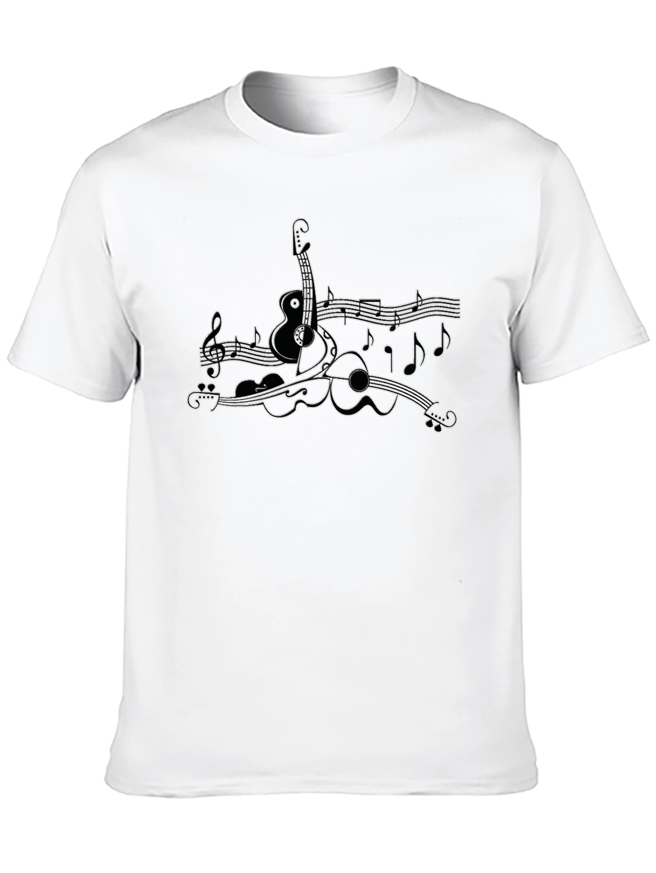 Musical Instruments Graphic Tee - Black Cotton Shirt