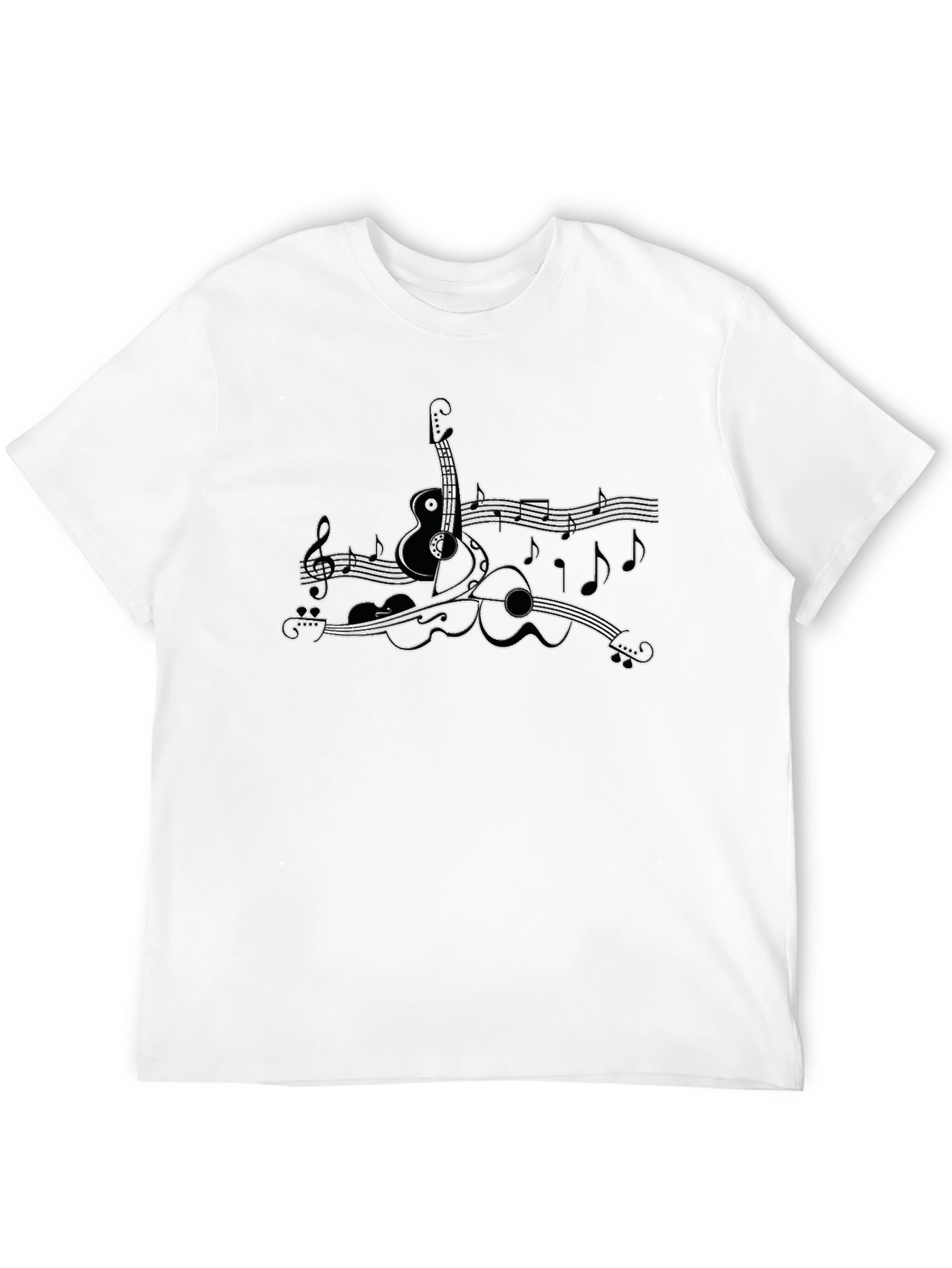 Musical Instruments Graphic Tee - Black Cotton Shirt