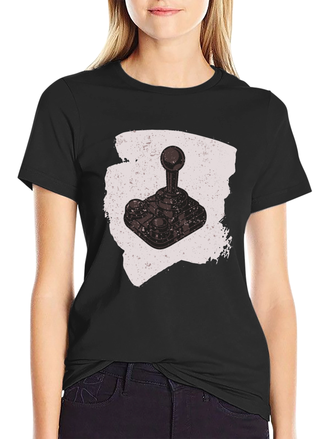 Retro Gaming Joystick Graphic Tee - Black