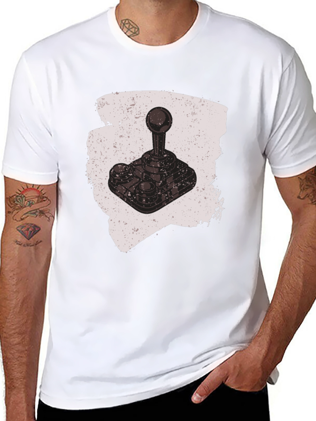 Retro Gaming Joystick Graphic Tee - Black