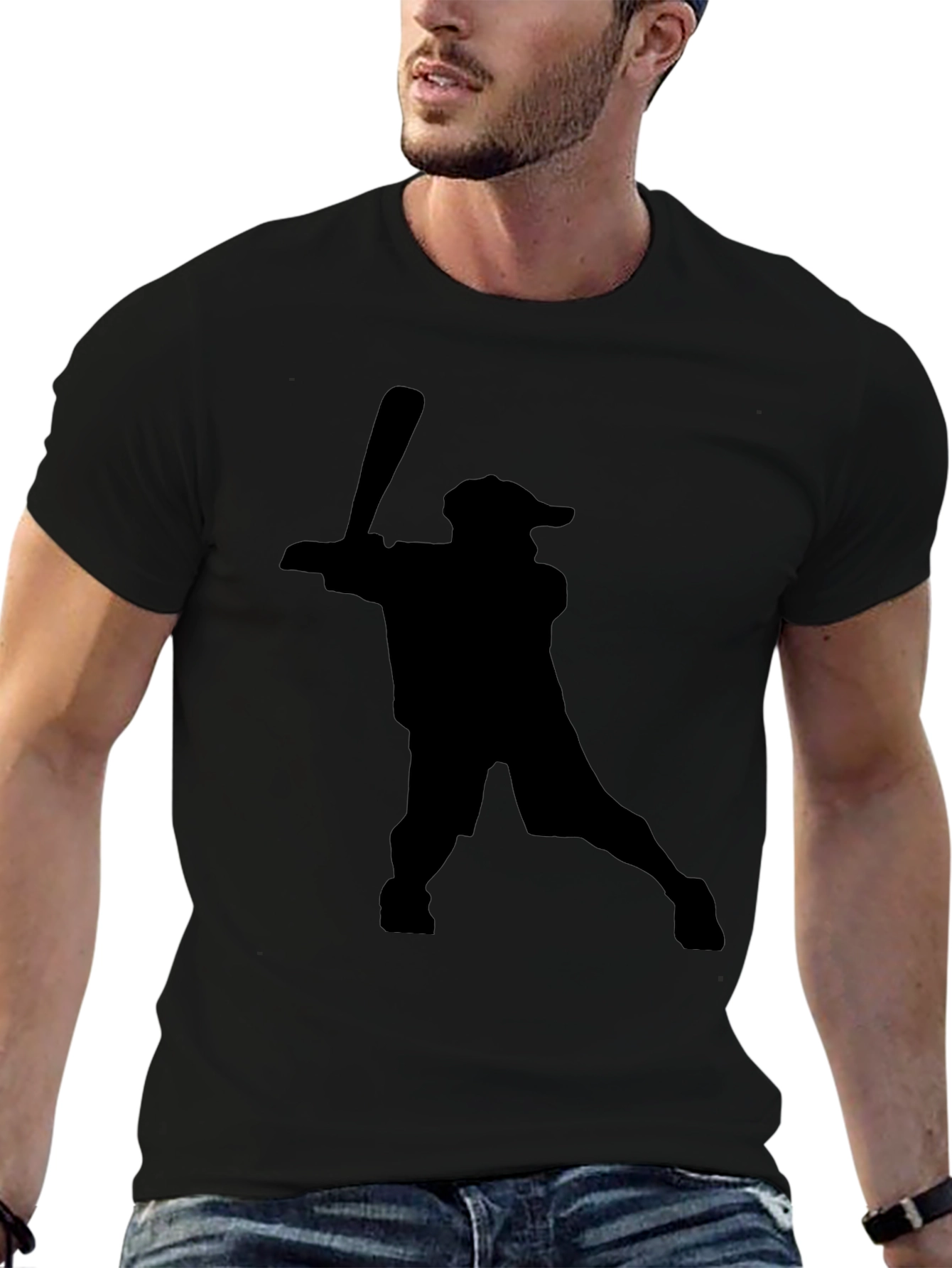 Baseball Player Silhouette Black T-Shirt