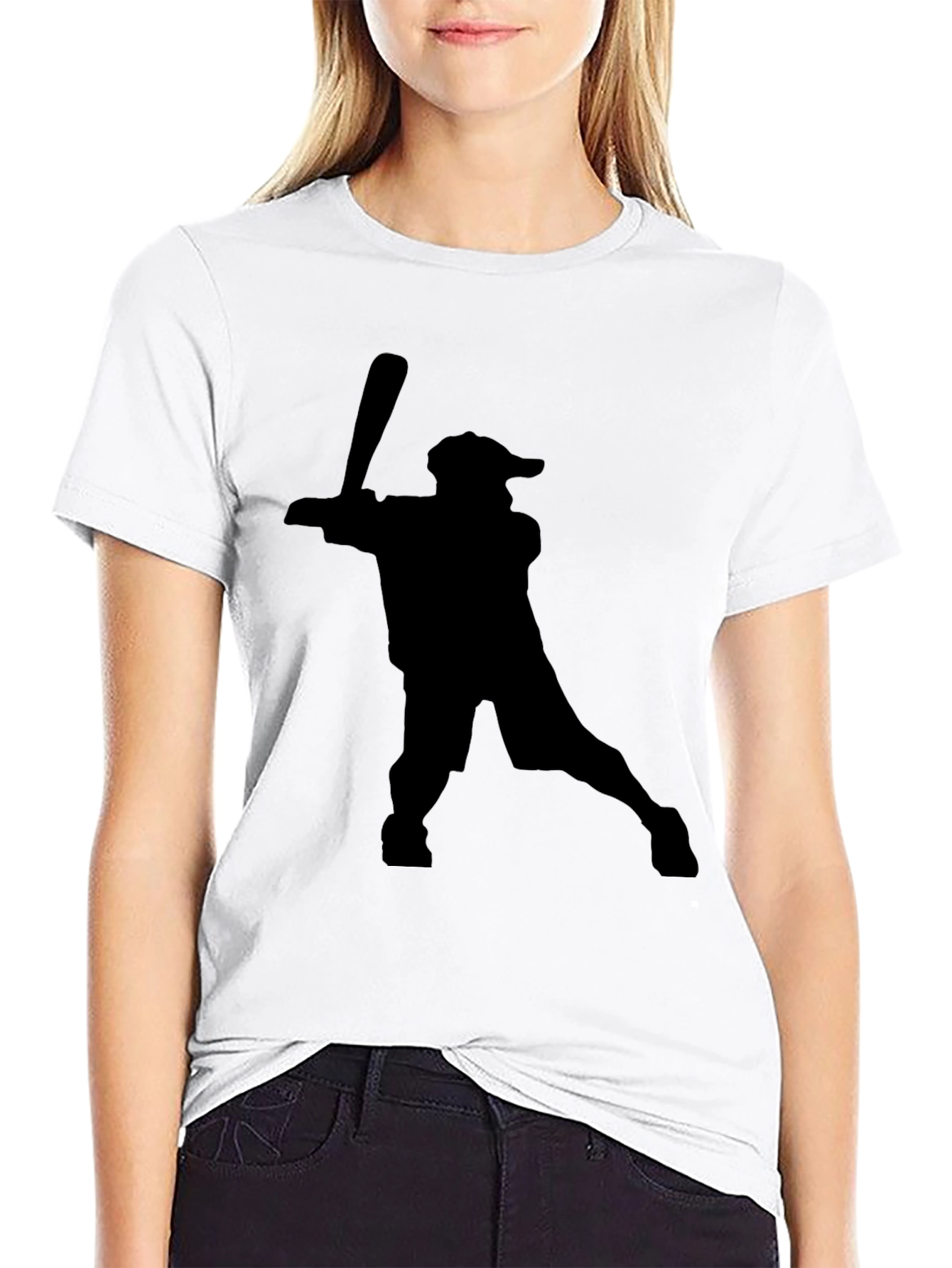 Baseball Player Silhouette Black T-Shirt