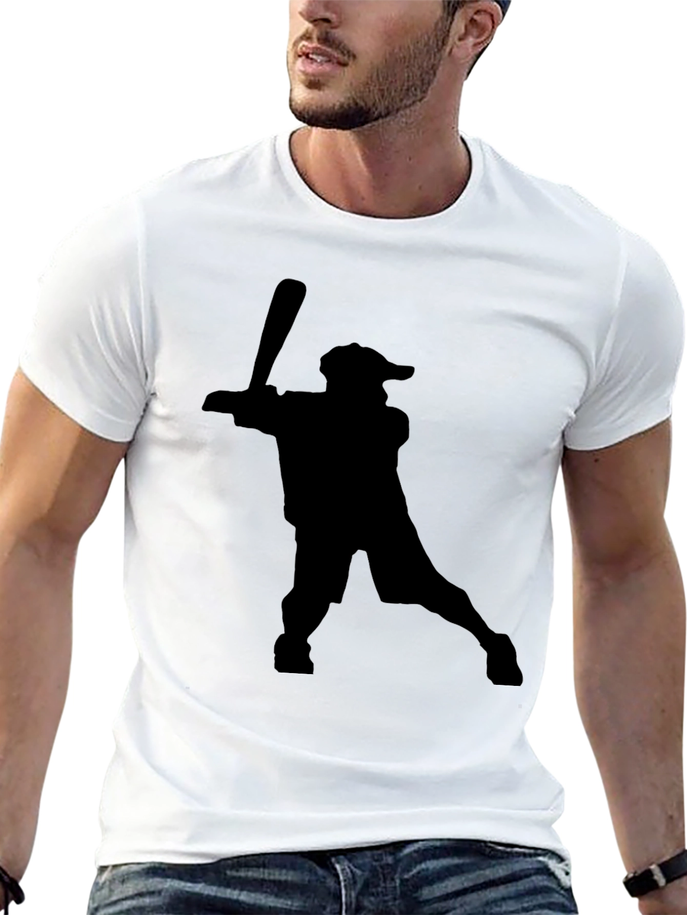 Baseball Player Silhouette Black T-Shirt
