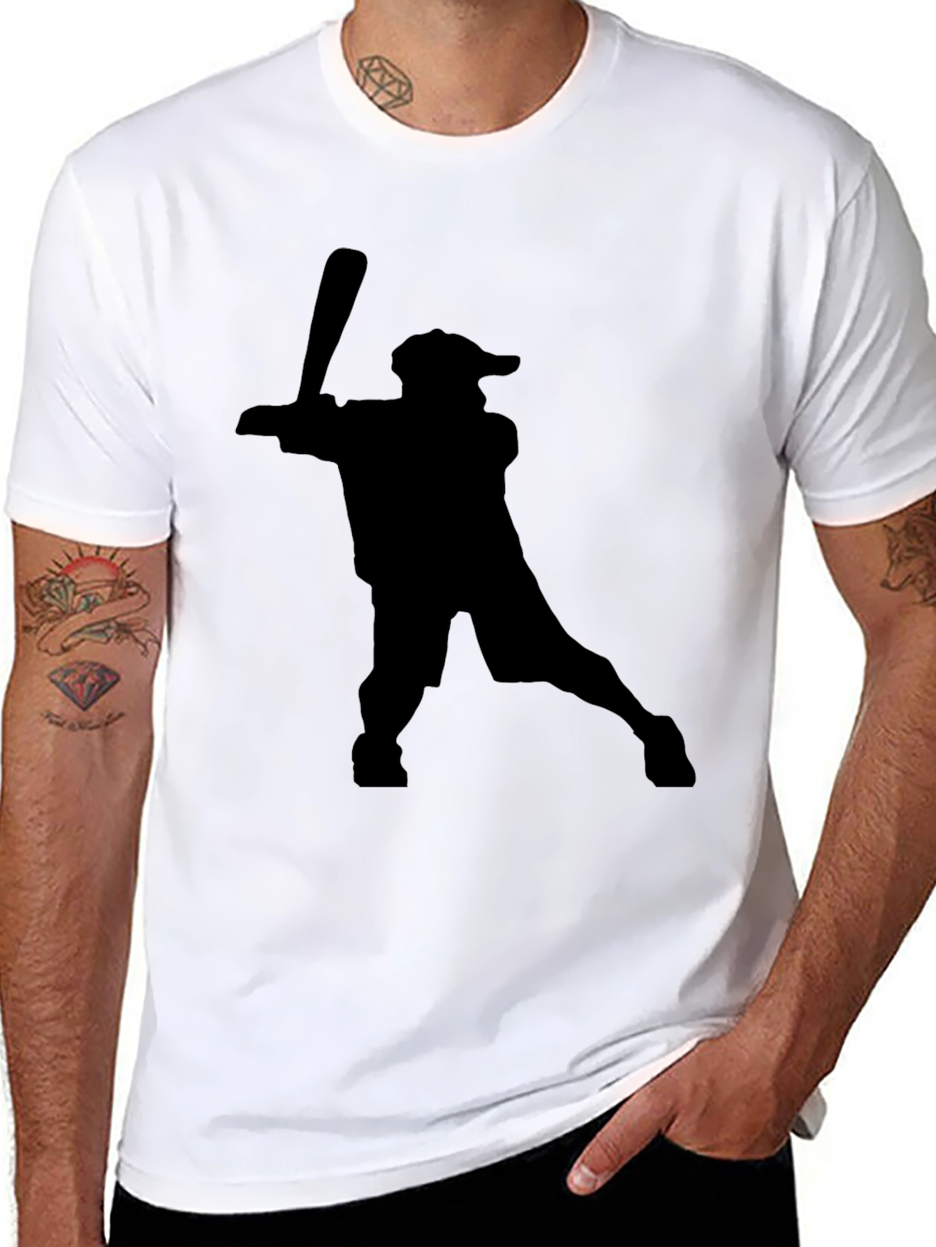 Baseball Player Silhouette Black T-Shirt