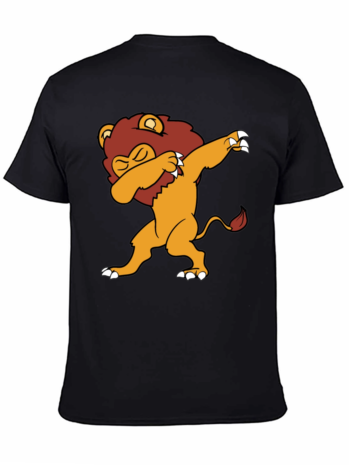 Dabbing Lion Graphic Tee - Black Cotton Blend T-Shirt