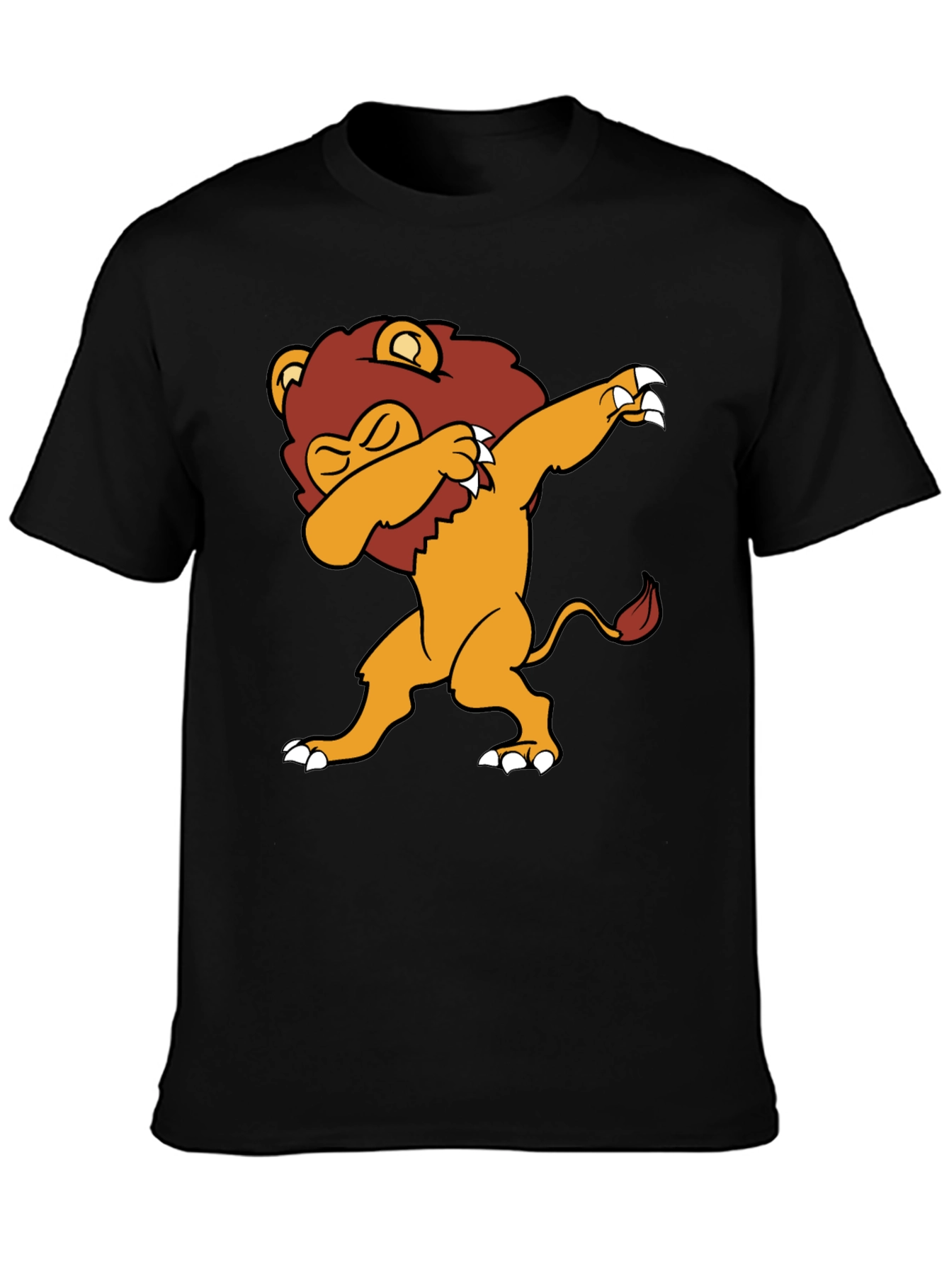 Dabbing Lion Graphic Tee - Black Cotton Blend T-Shirt
