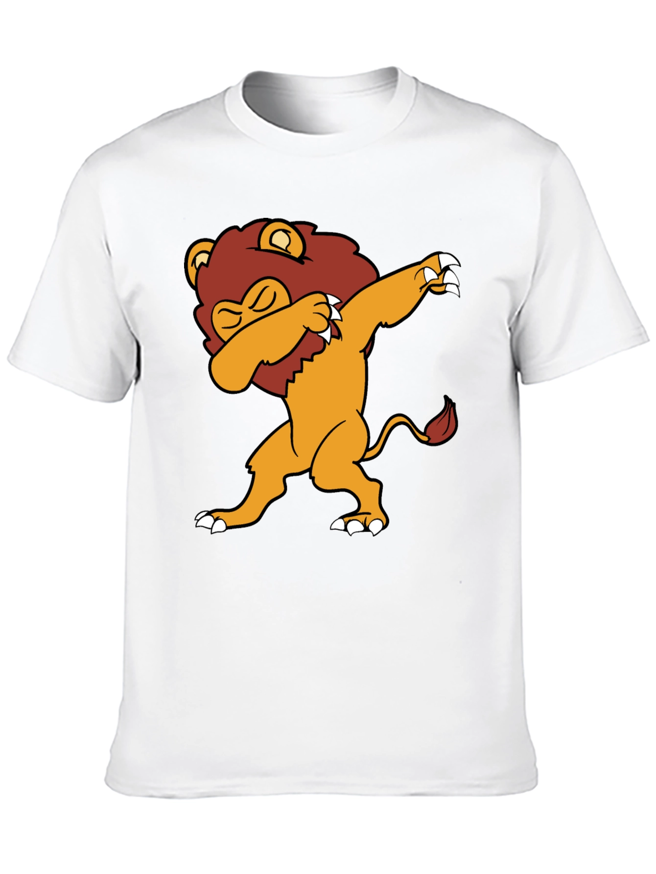 Dabbing Lion Graphic Tee - Black Cotton Blend T-Shirt