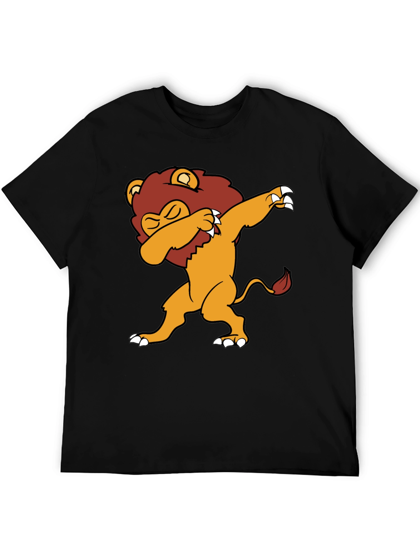 Dabbing Lion Graphic Tee - Black Cotton Blend T-Shirt