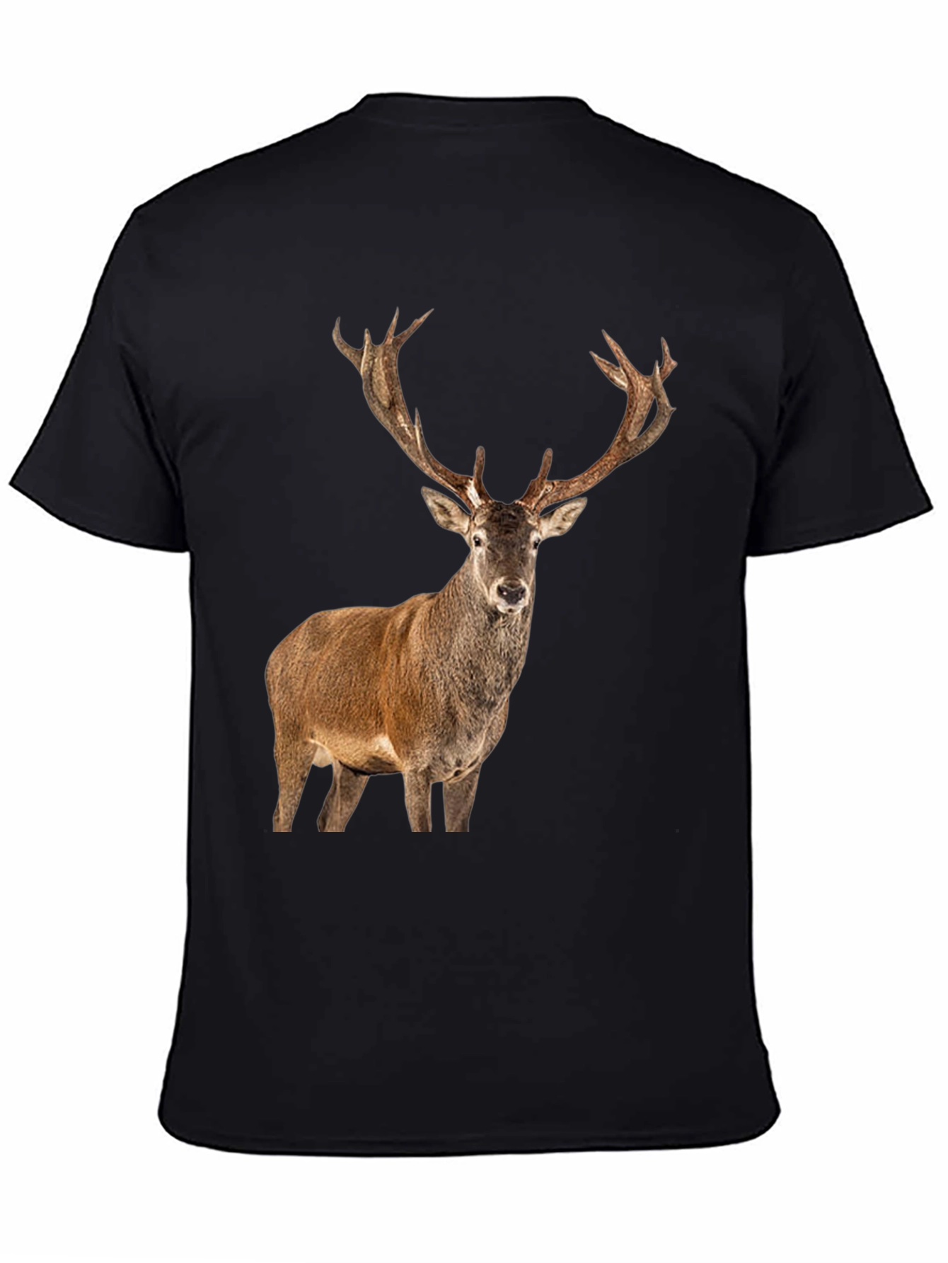 Deer Graphic Print Black T-Shirt