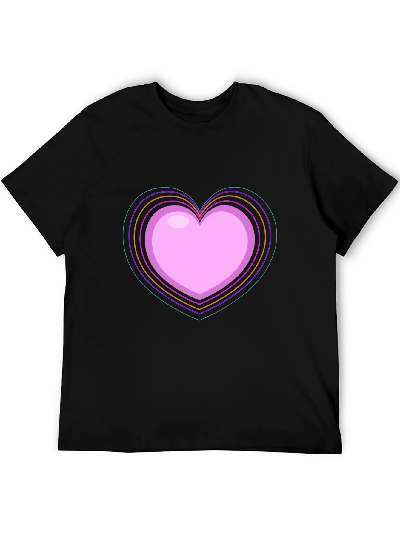 Neon Heart Graphic Black T-Shirt