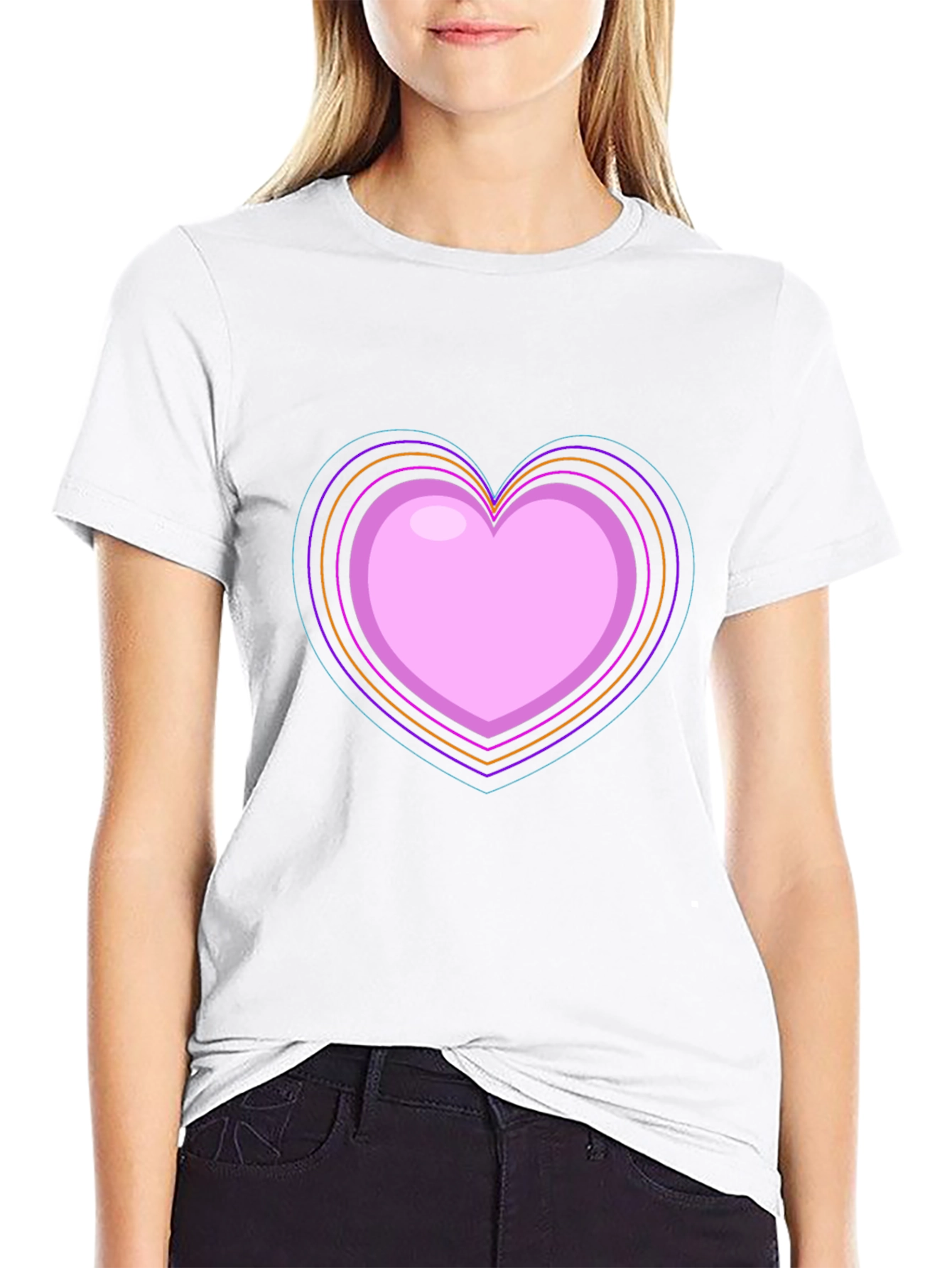 Neon Heart Graphic Black T-Shirt