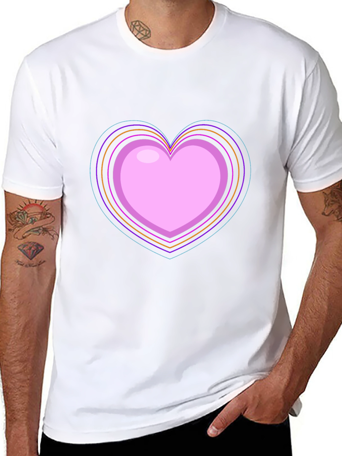 Neon Heart Graphic Black T-Shirt