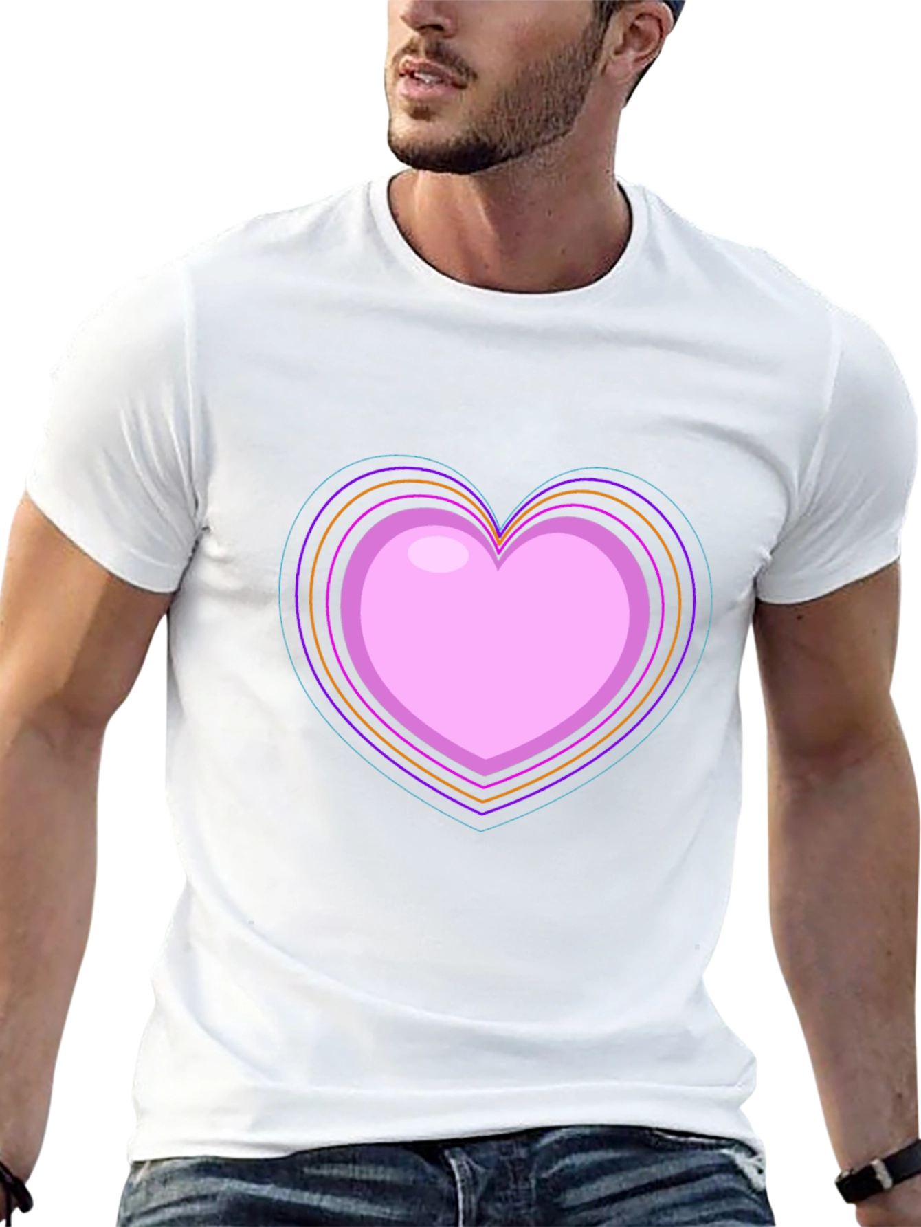 Neon Heart Graphic Black T-Shirt