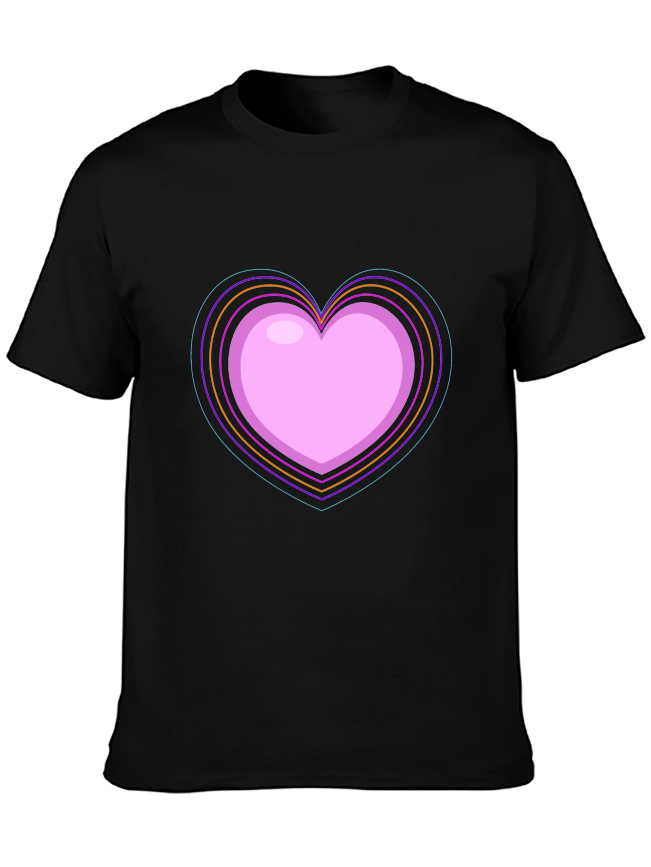 Neon Heart Graphic Black T-Shirt