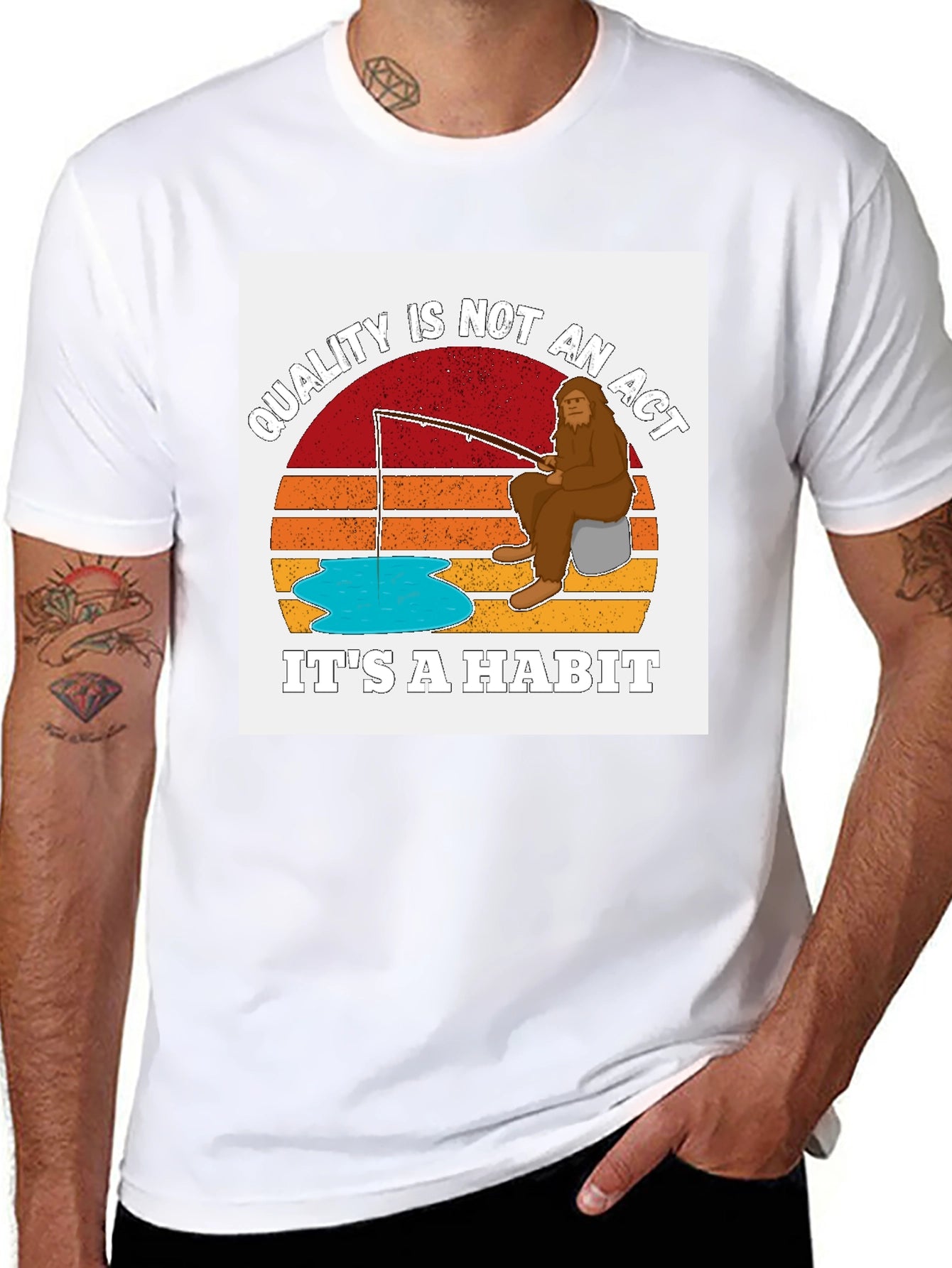 Sasquatch Fishing T-Shirt - Quality is a Habit