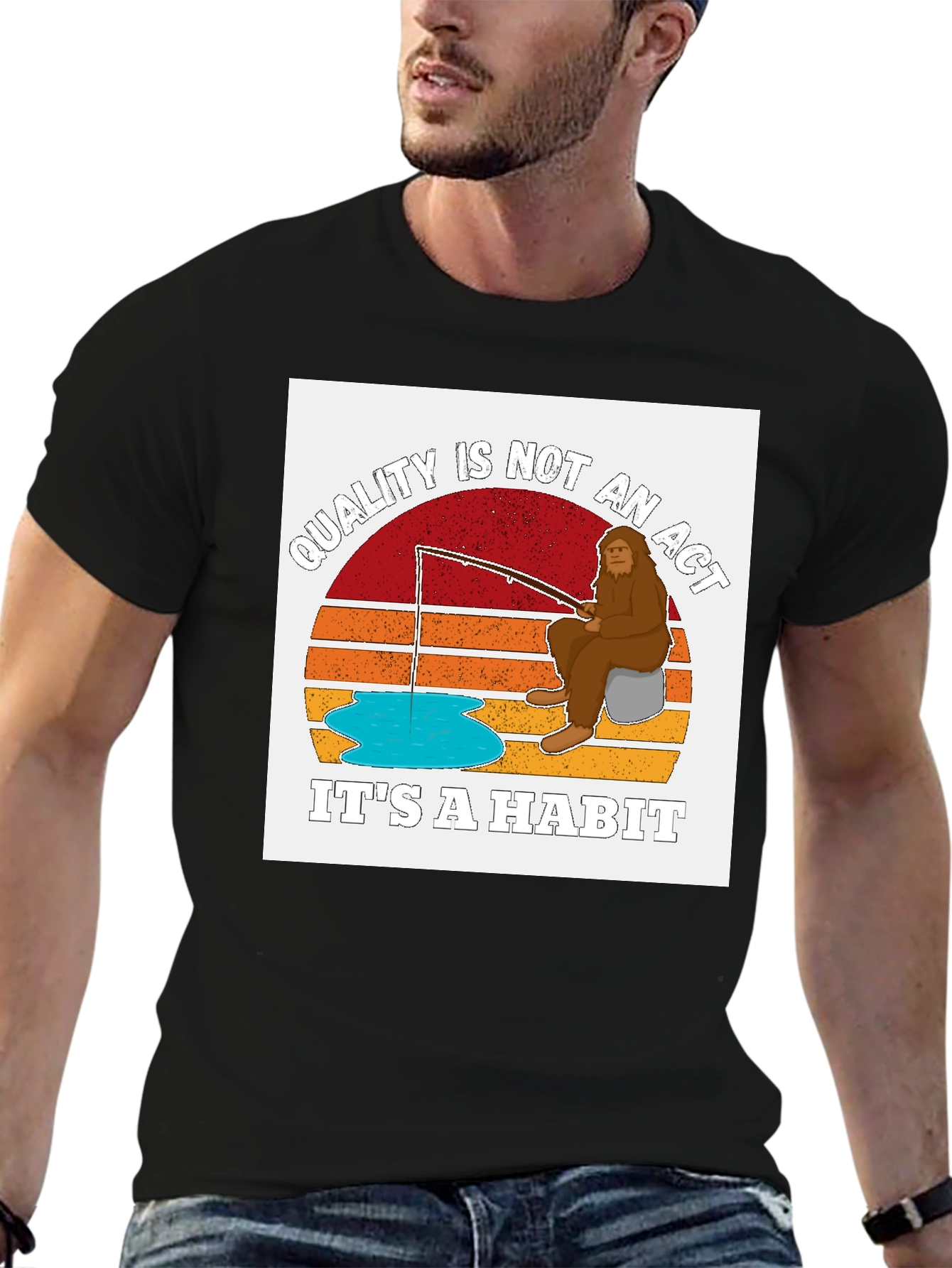 Sasquatch Fishing T-Shirt - Quality is a Habit