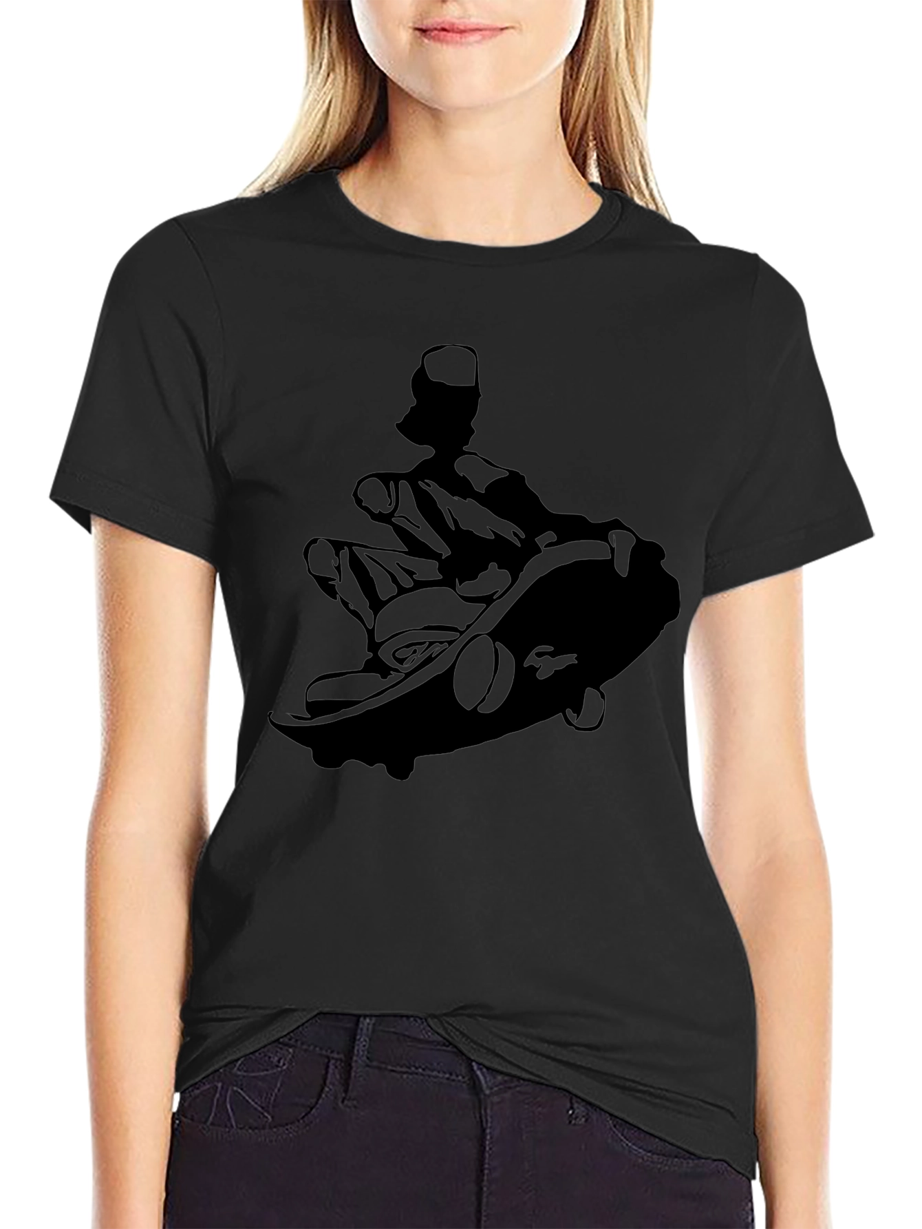 Skateboarder Silhouette Graphic Tee - Black