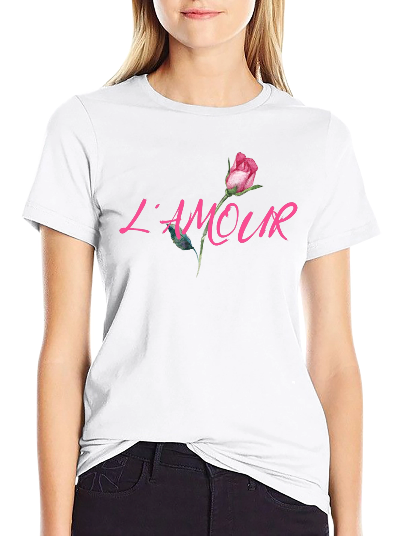 LAmour Rose Graphic Black T-Shirt
