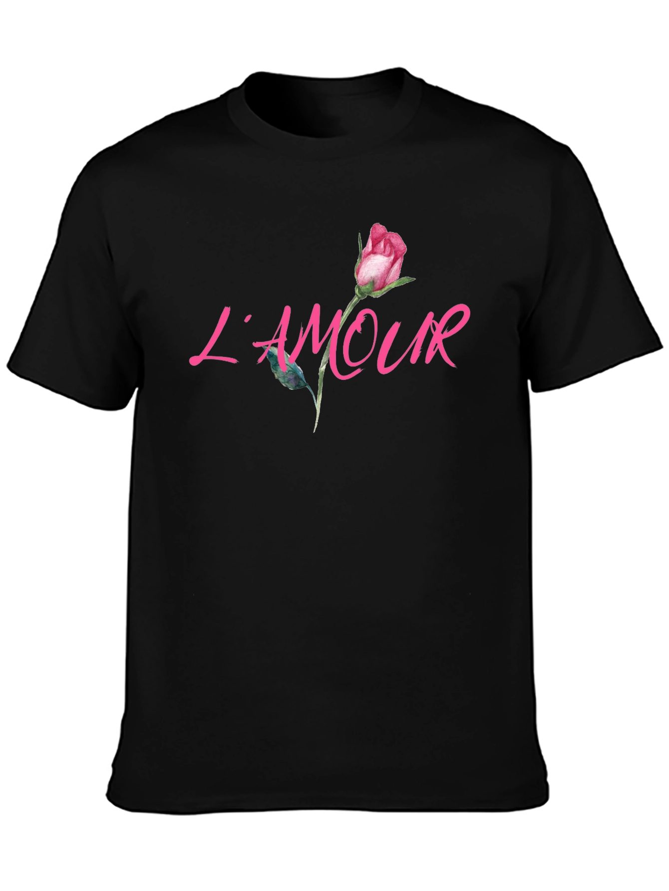 LAmour Rose Graphic Black T-Shirt