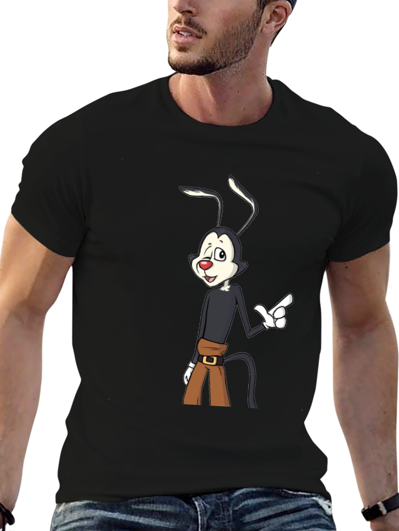 Wakko Warner Cartoon Black T-Shirt