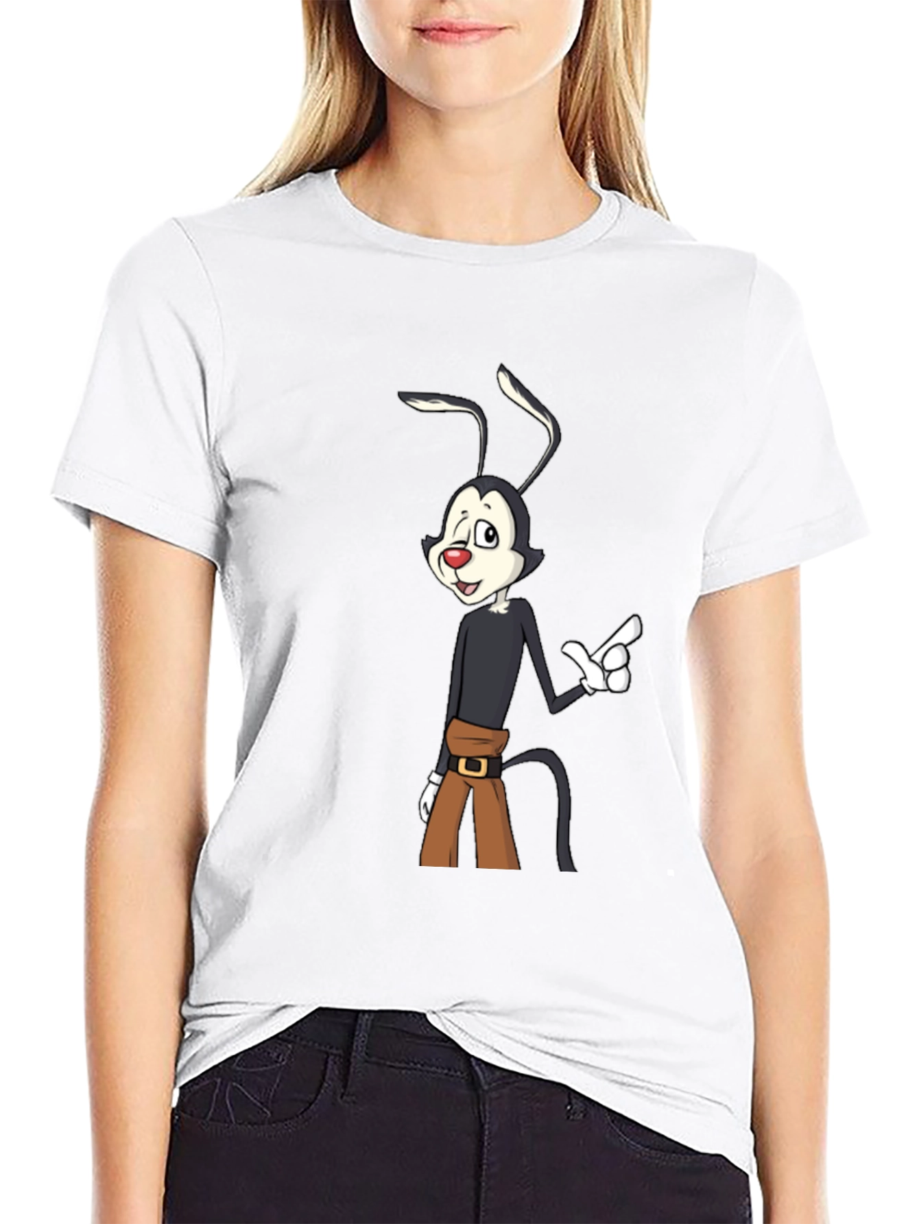 Wakko Warner Cartoon Black T-Shirt