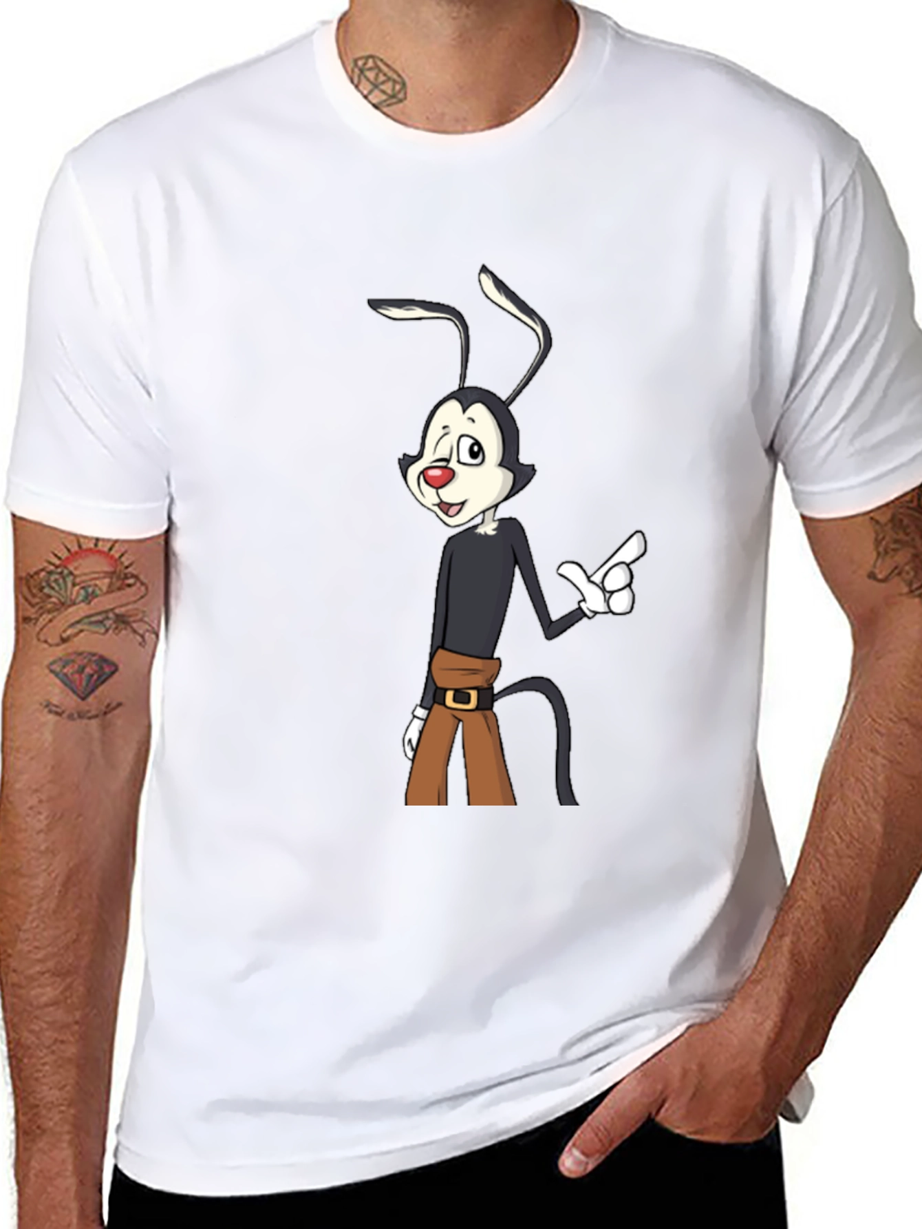 Wakko Warner Cartoon Black T-Shirt