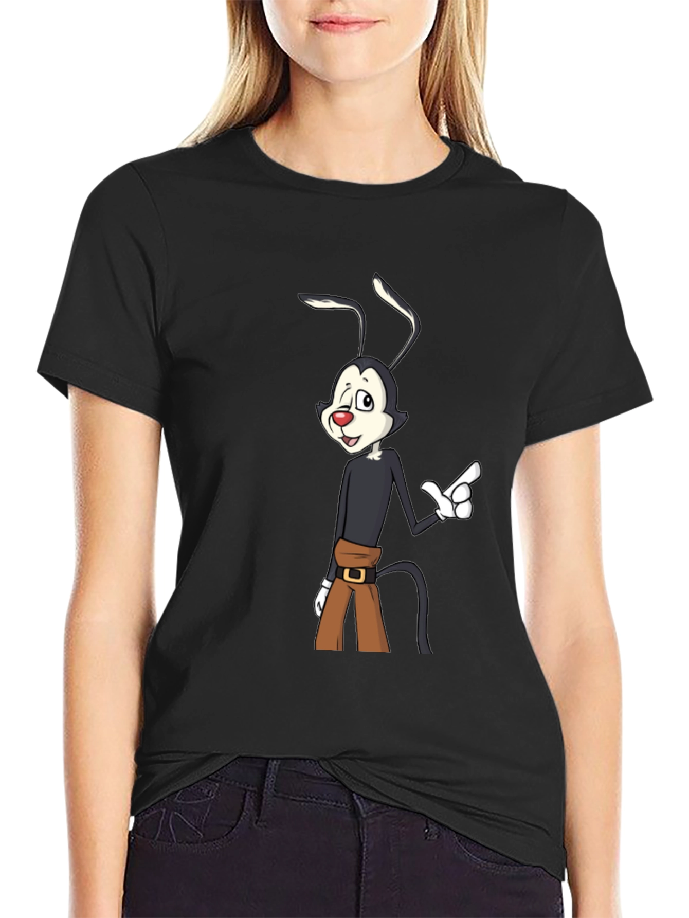 Wakko Warner Cartoon Black T-Shirt