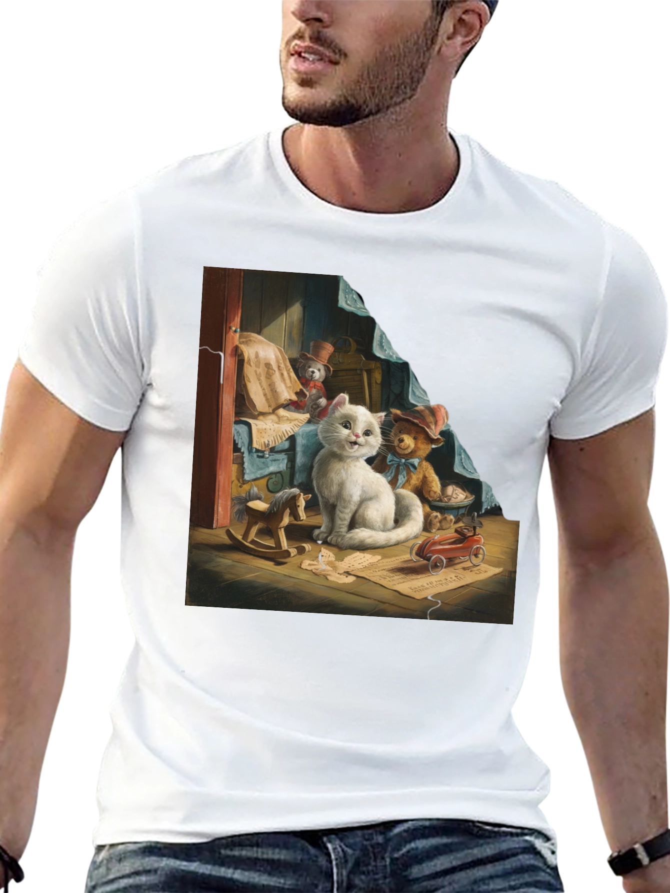 Cute Cat with Toys Graphic Tee
