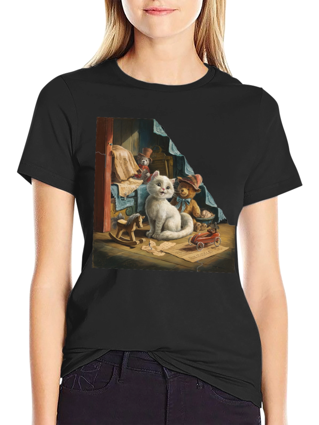 Cute Cat with Toys Graphic Tee