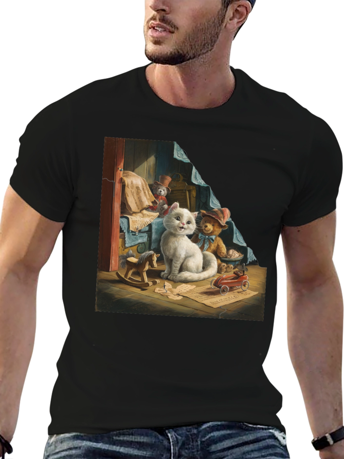 Cute Cat with Toys Graphic Tee
