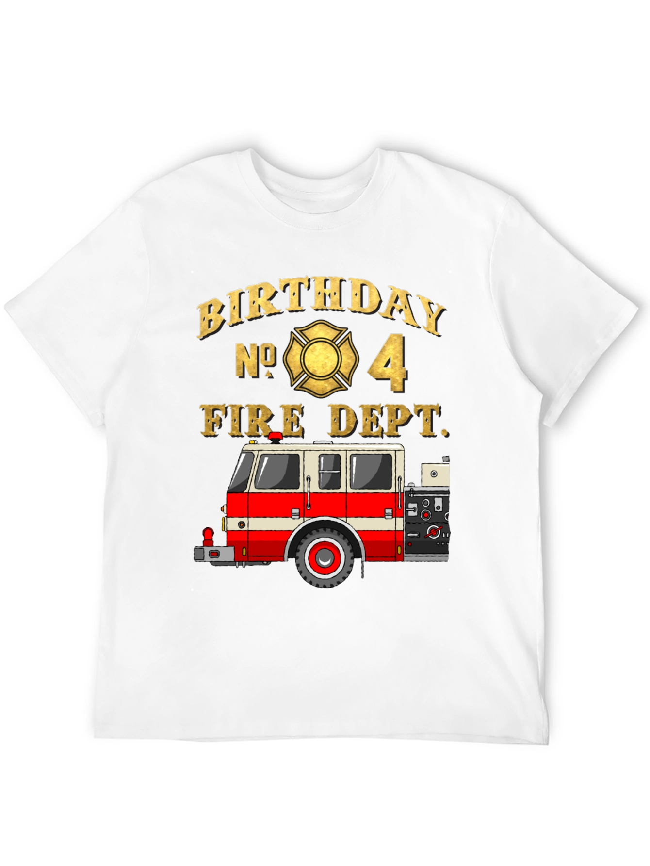 Fire Dept Birthday T-Shirt - Number 4