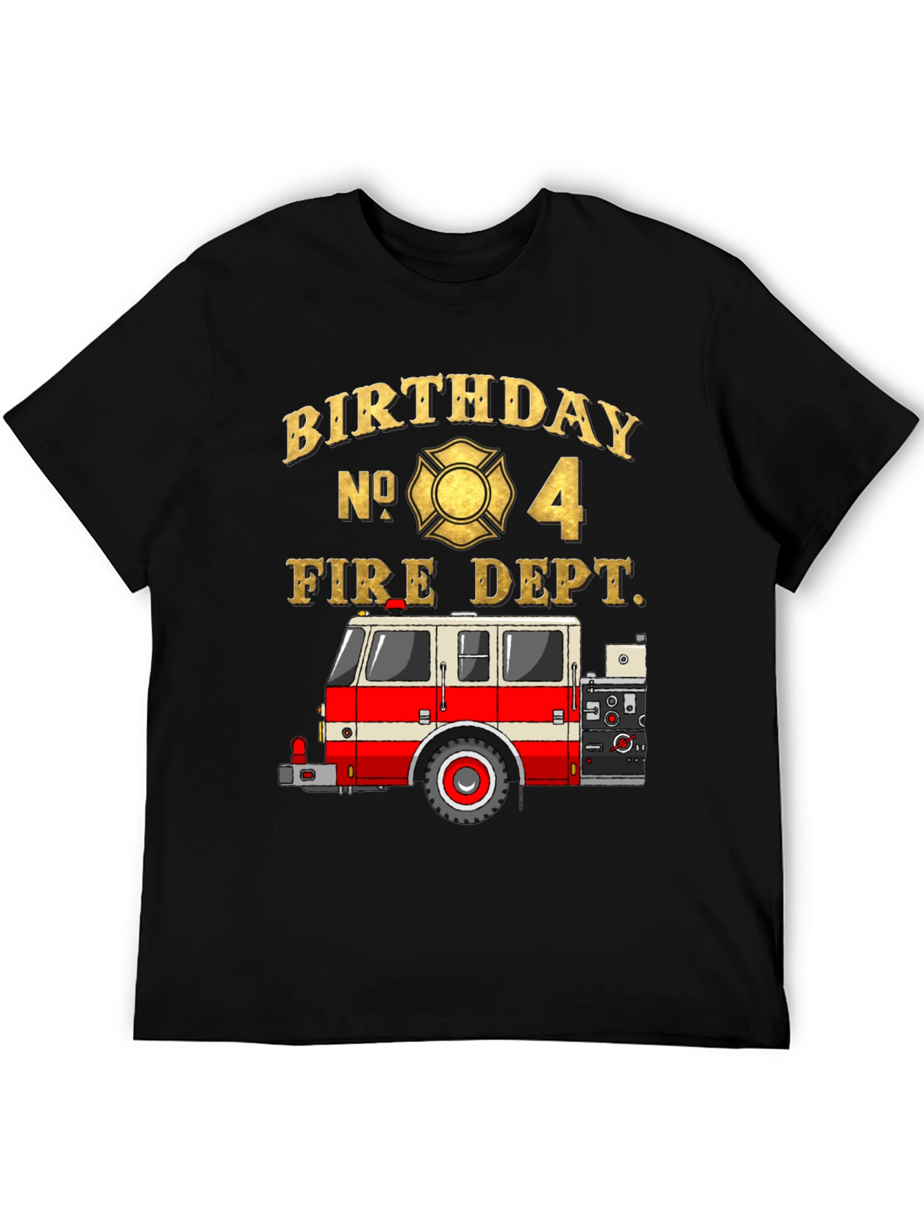 Fire Dept Birthday T-Shirt - Number 4