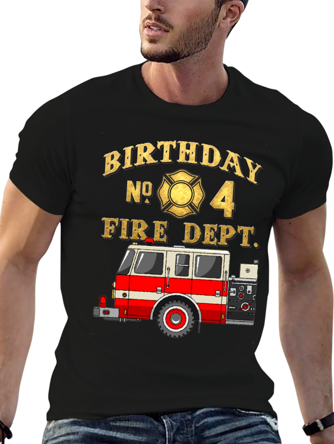 Fire Dept Birthday T-Shirt - Number 4