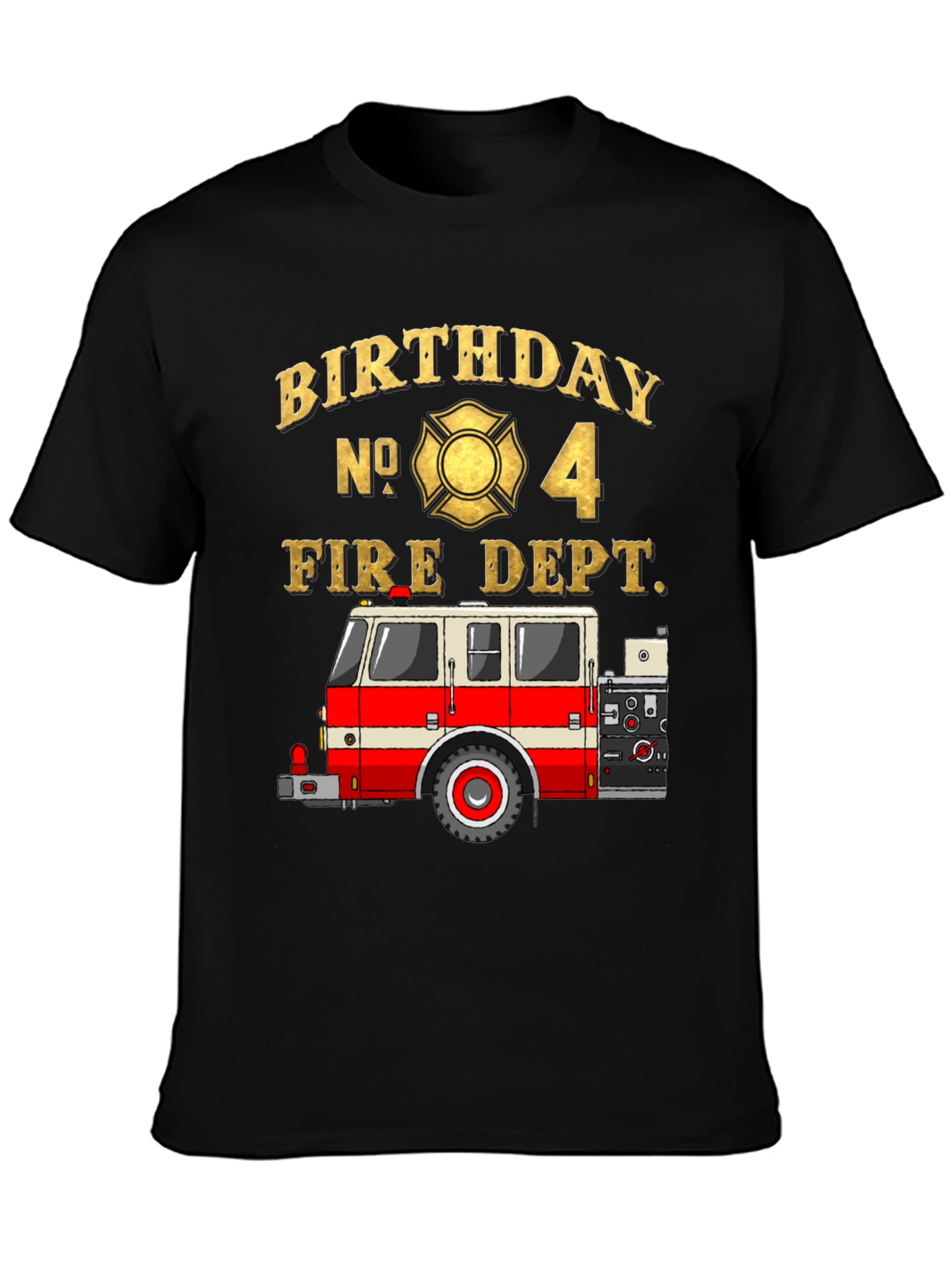 Fire Dept Birthday T-Shirt - Number 4